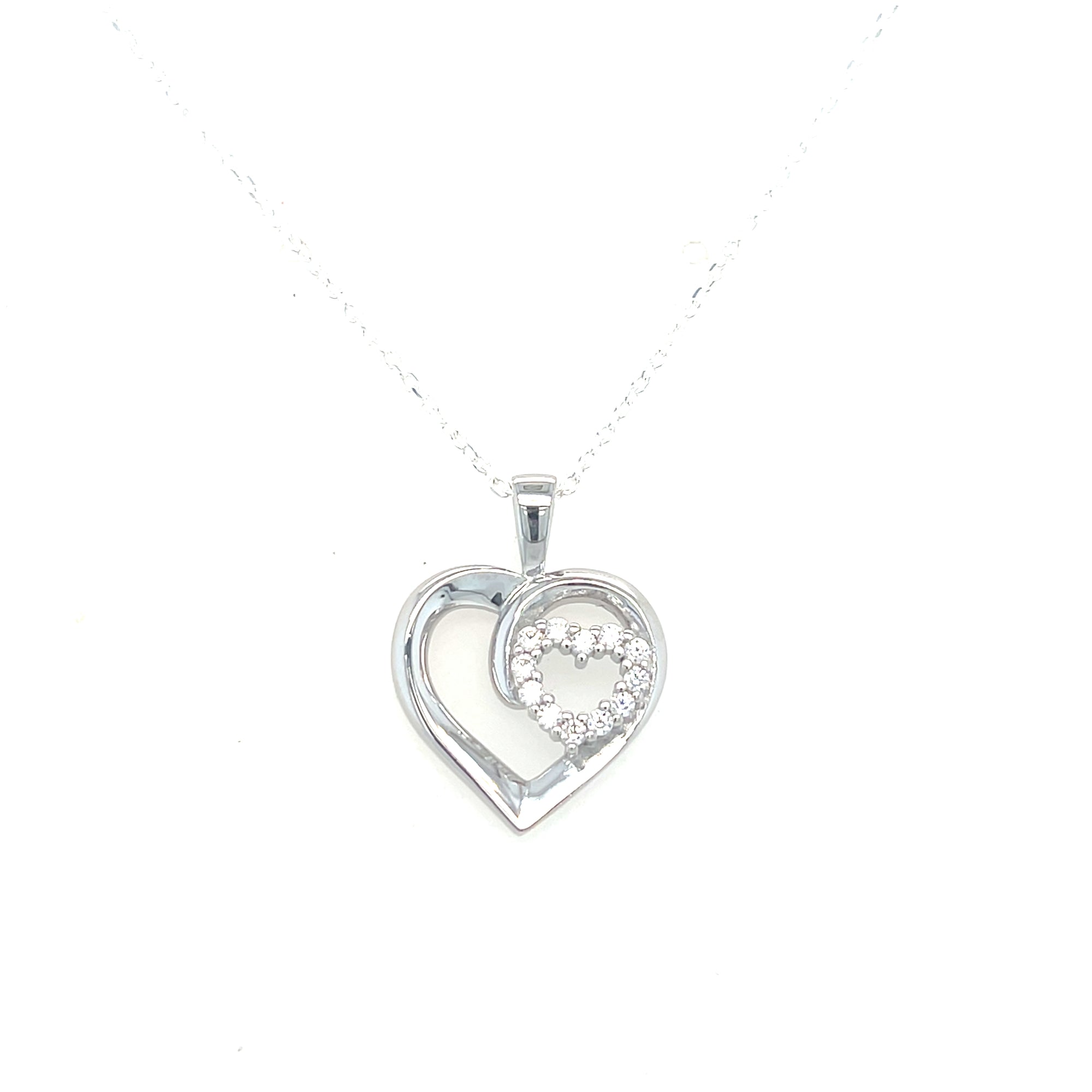 Sterling silver double heart pendant
