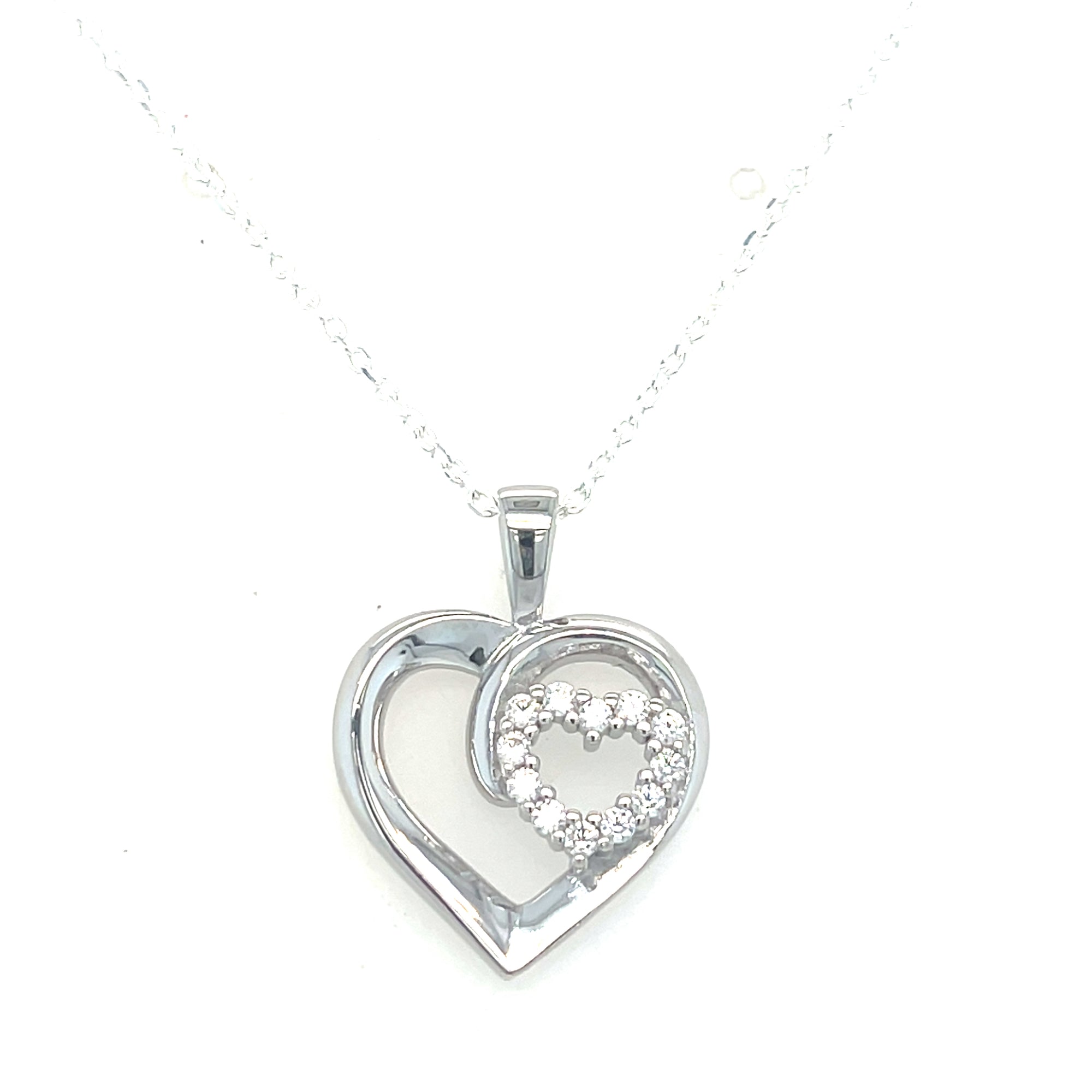 Sterling silver double heart pendant