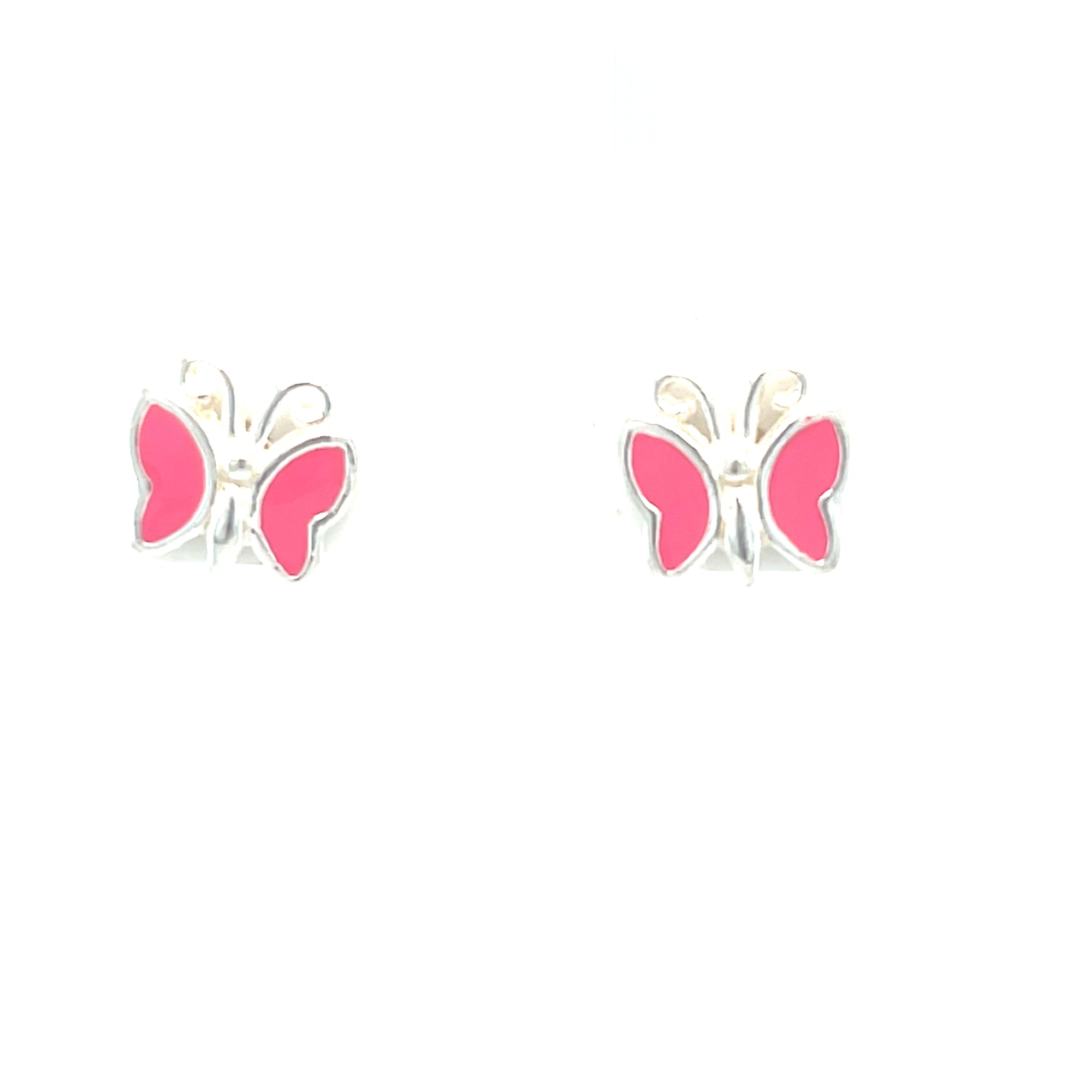 Sterling siver pink butterfly earrings