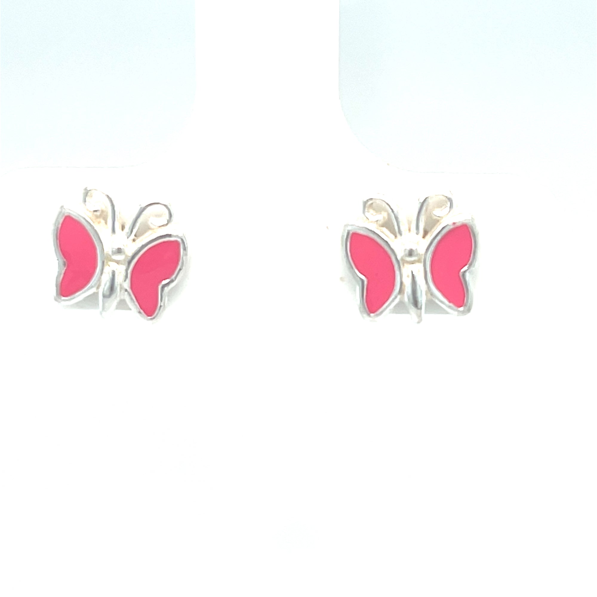 Sterling siver pink butterfly earrings