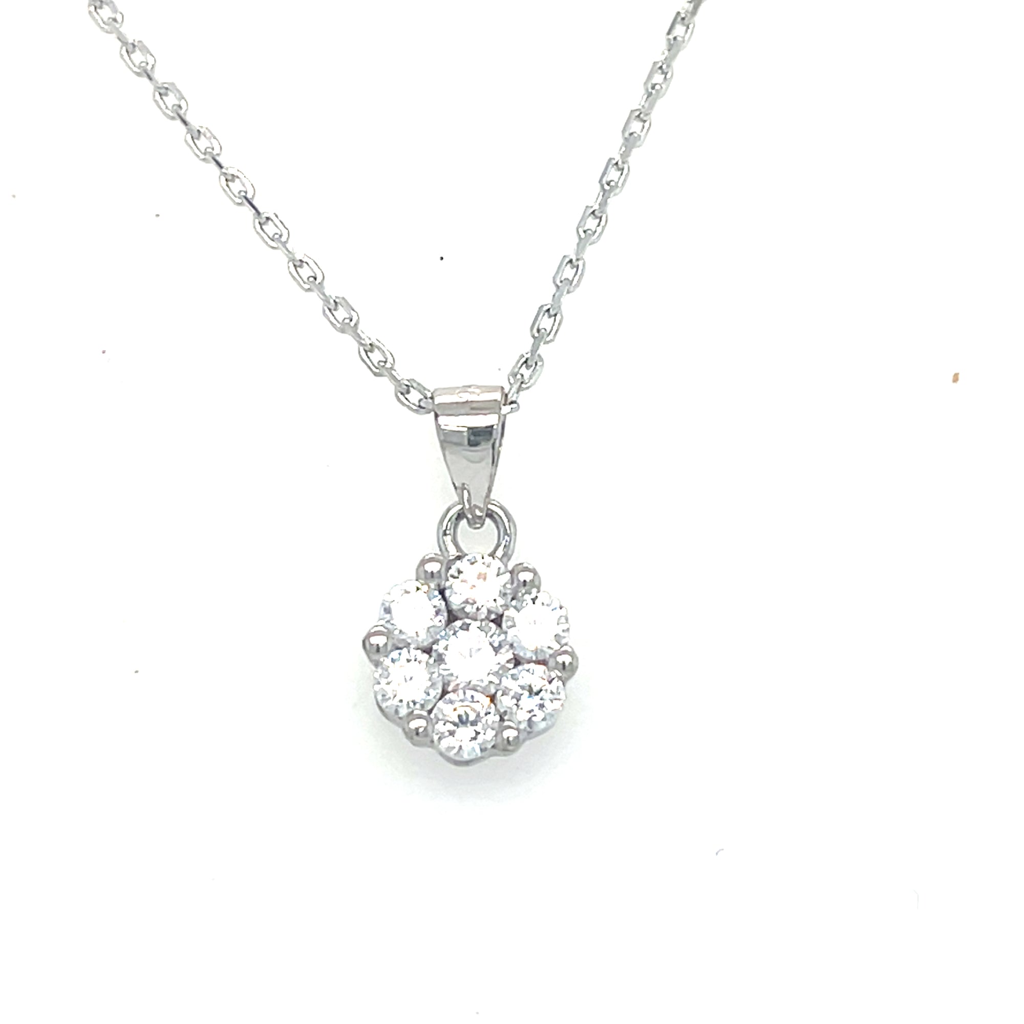 Sterlng silver clear cluster pendant