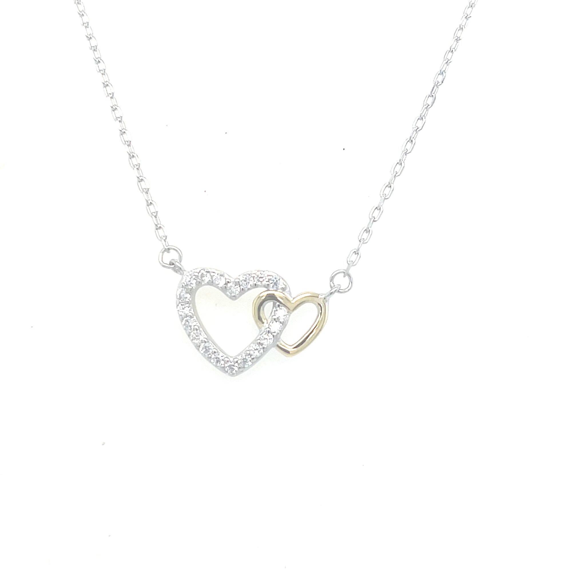 Sterling silver double heart pendant