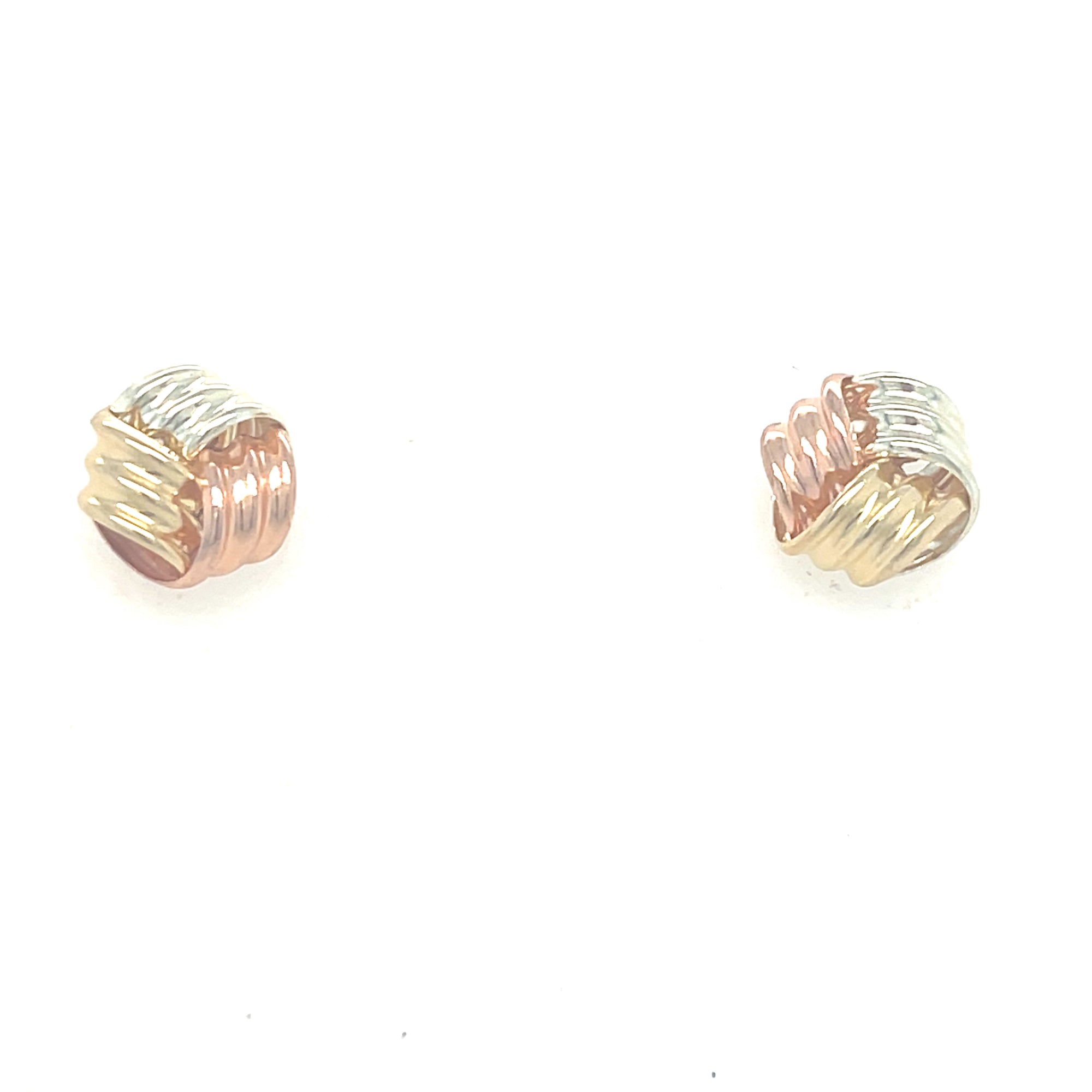 9kt Gold Three Tone Knot Earrings