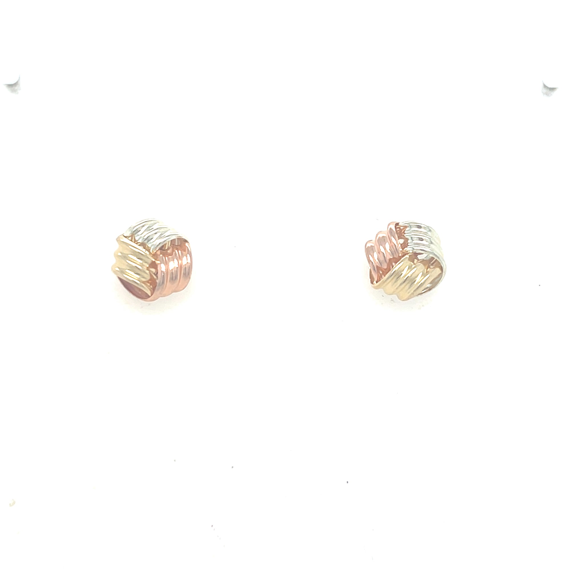 9kt Gold Three Tone Knot Earrings