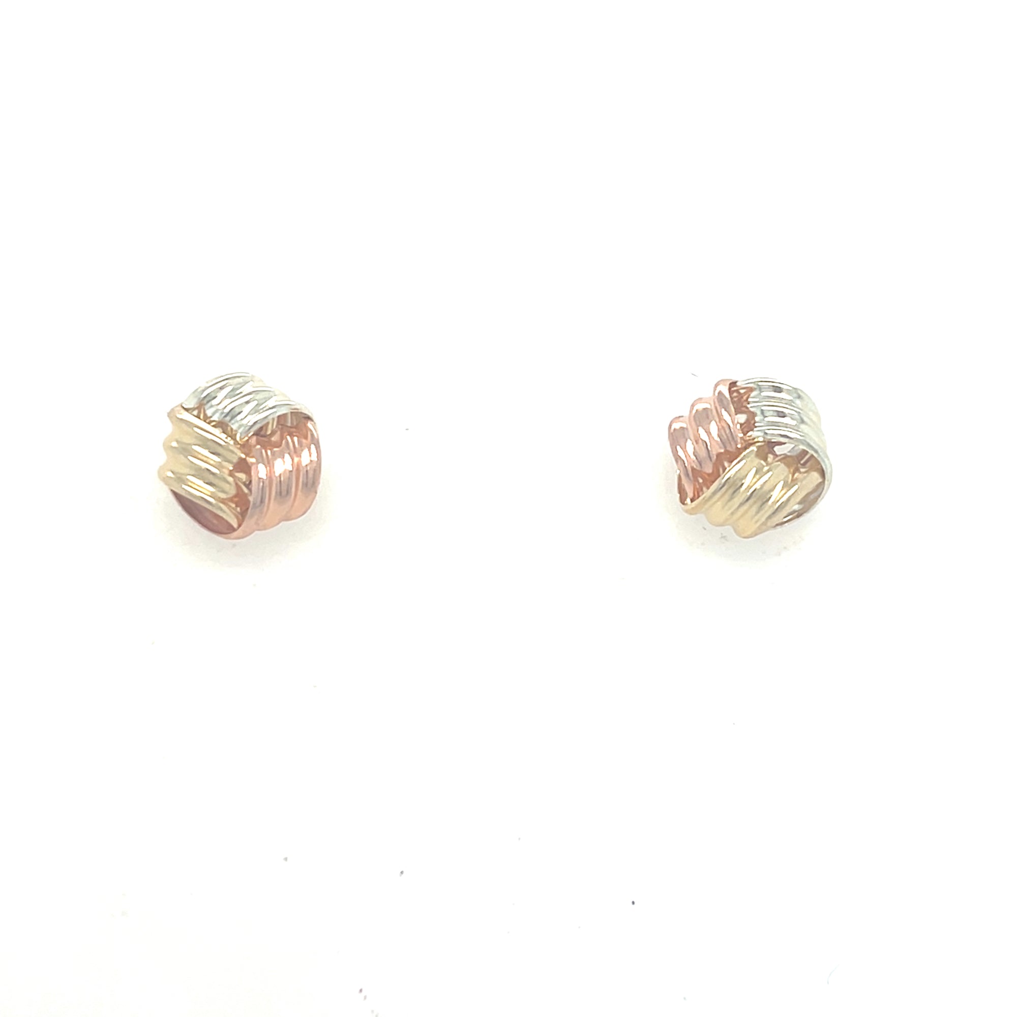 9kt Gold Three Tone Knot Earrings