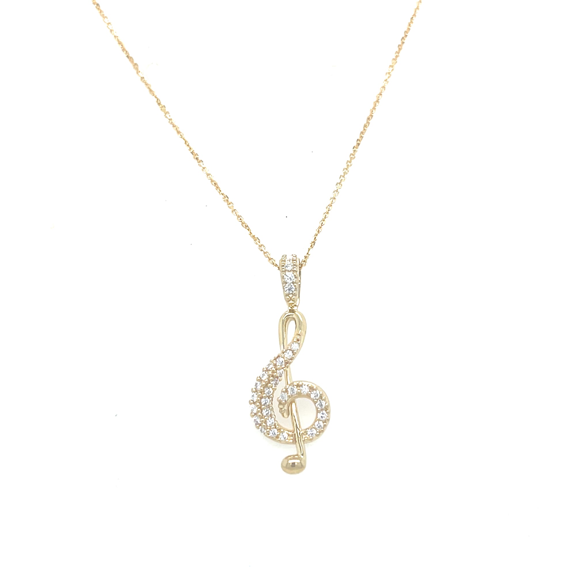 9kt Gold Stonset Treble Clef Pendant