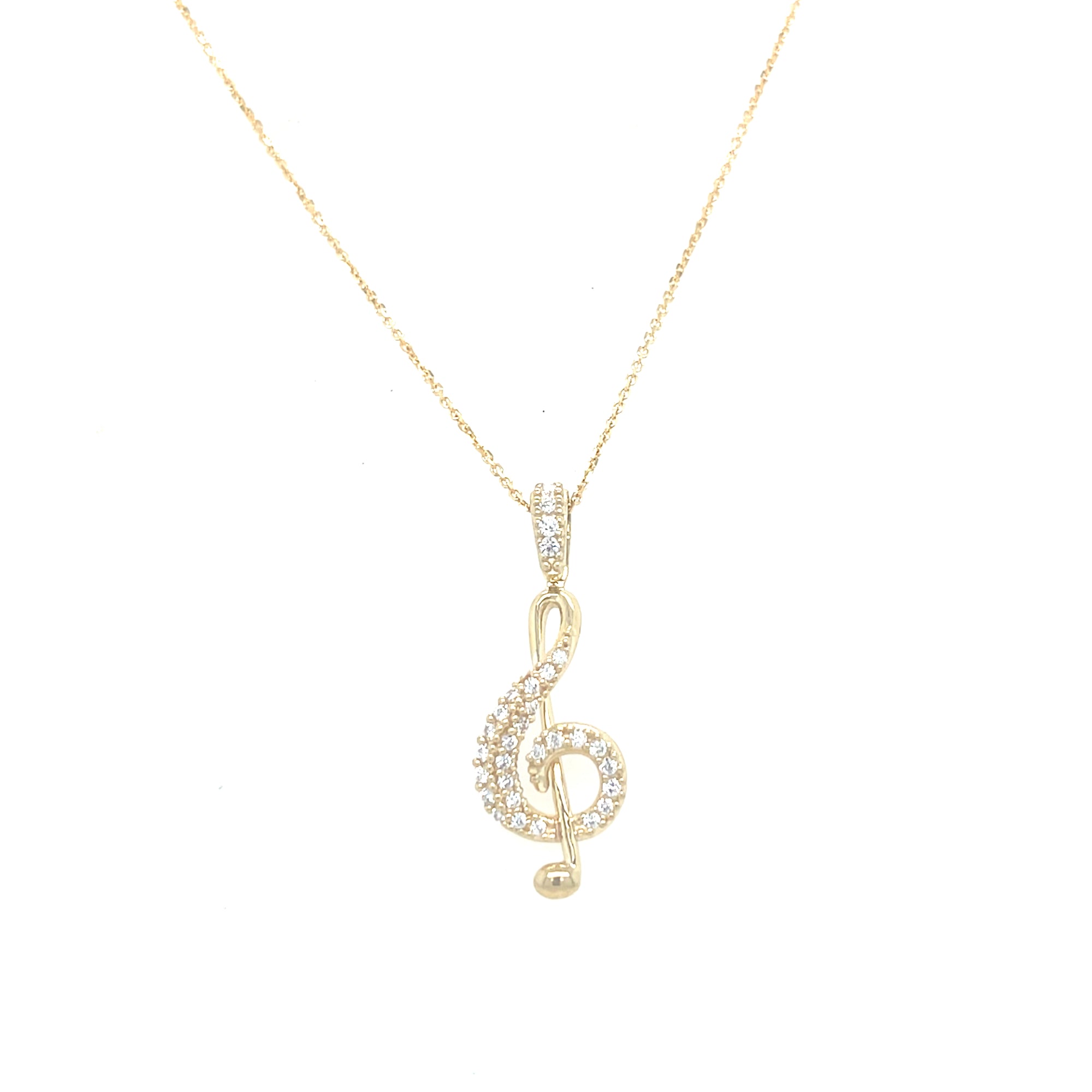 9kt Gold Stonset Treble Clef Pendant