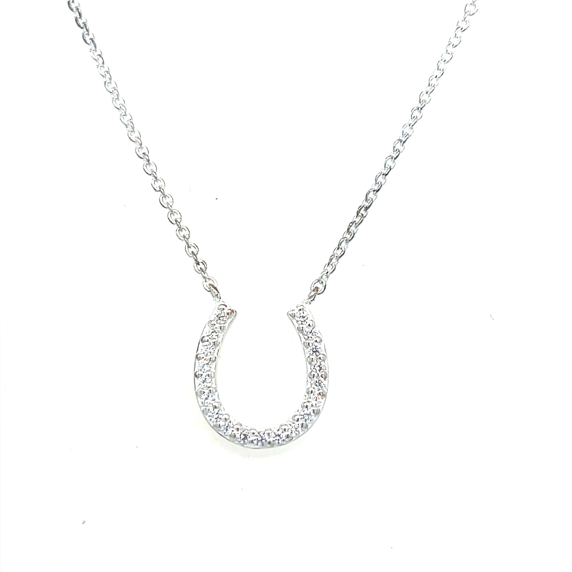 Sterling Silver Stoneset Horseshoe Necklace
