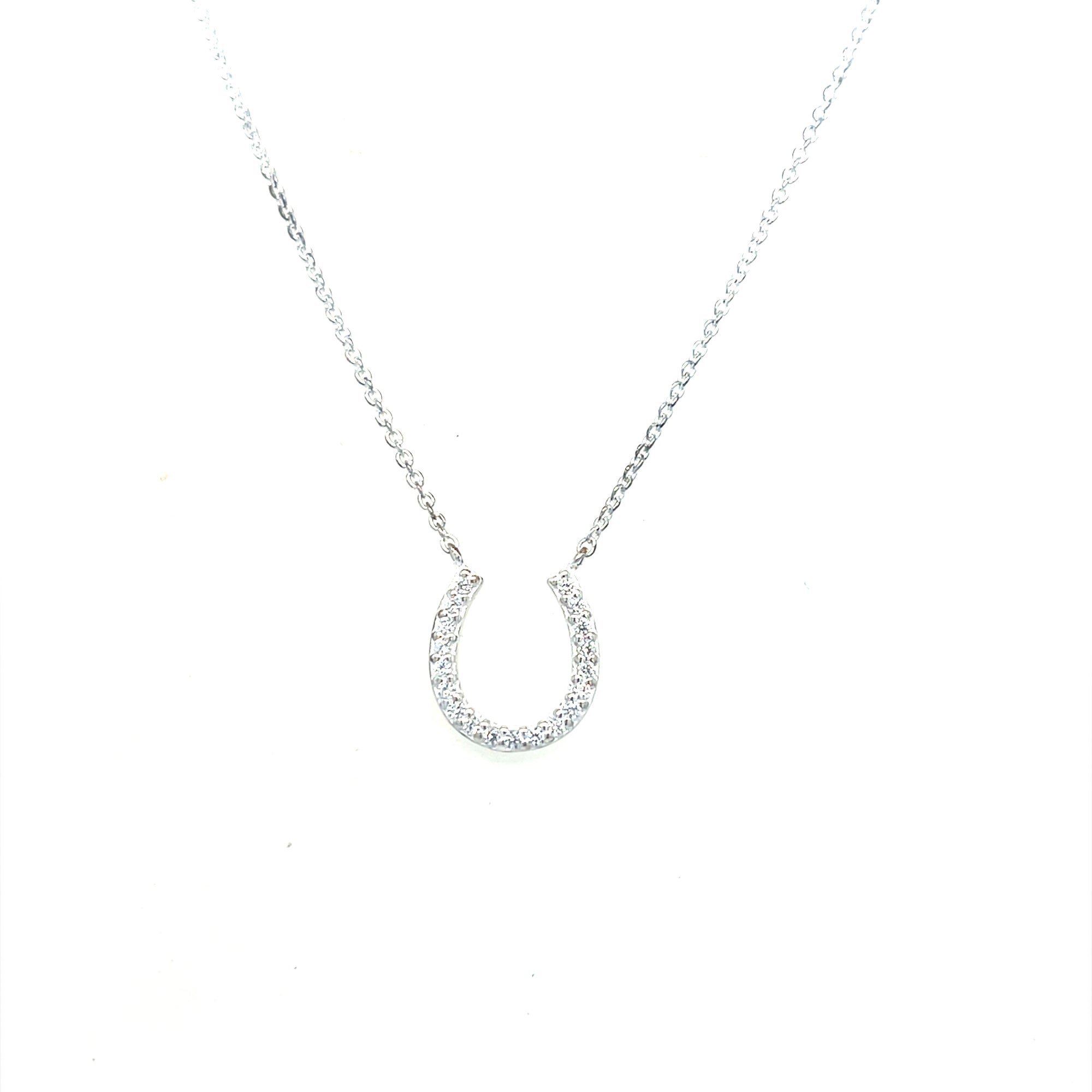 Sterling Silver Stoneset Horseshoe Necklace