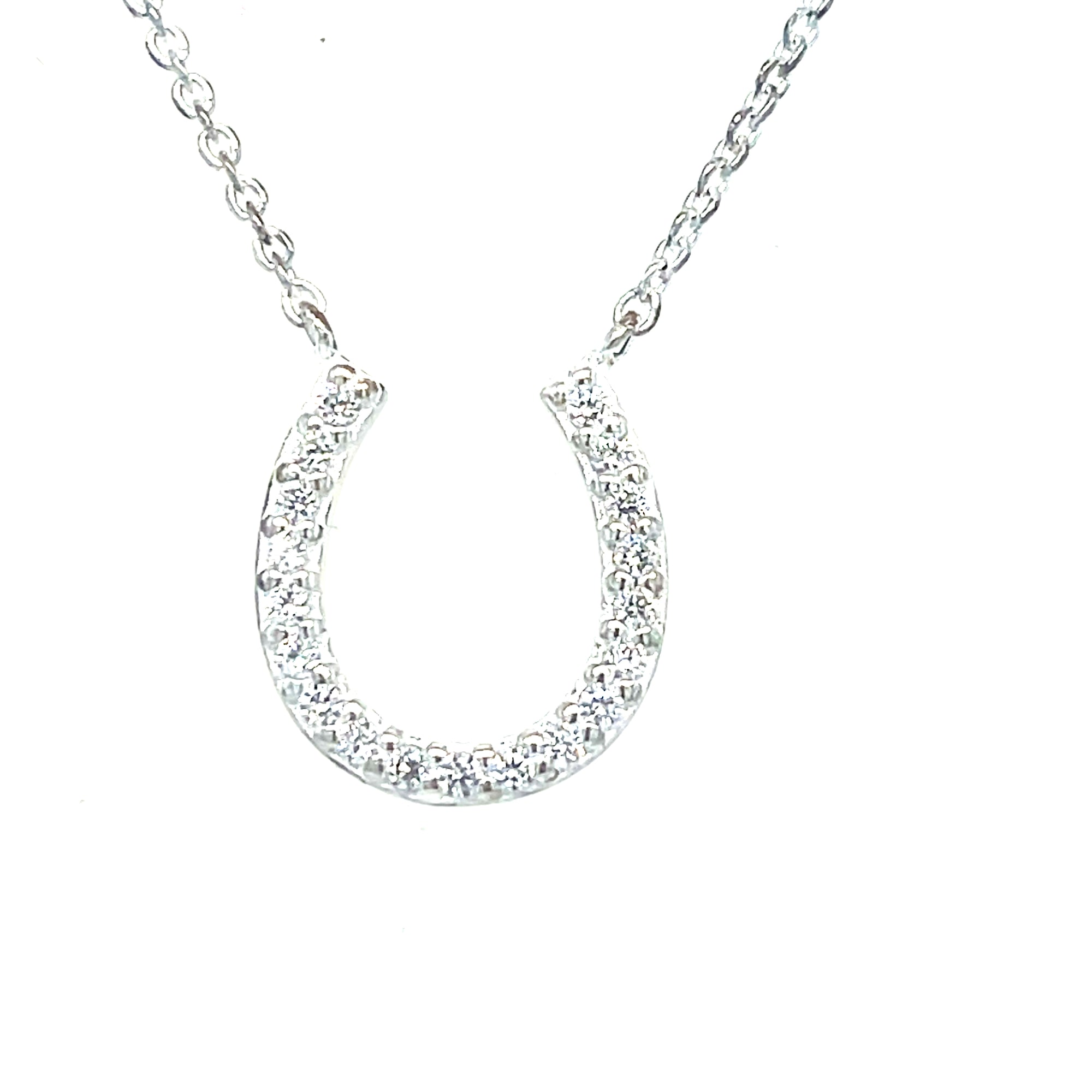Sterling Silver Stoneset Horseshoe Necklace