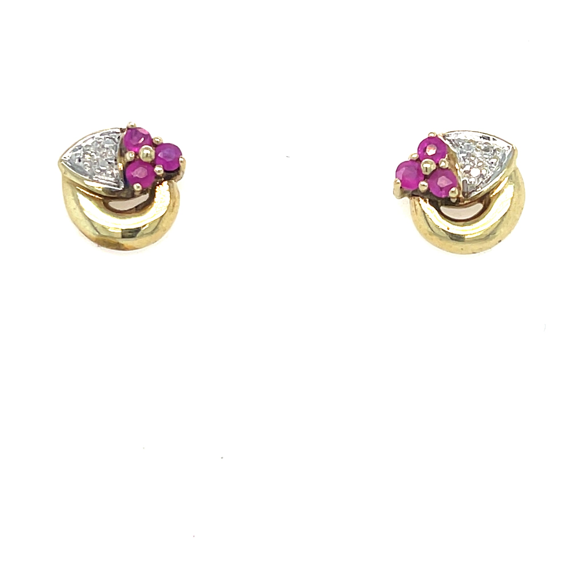 9kt Gold Ruby &amp; Diamond Stud Earrings