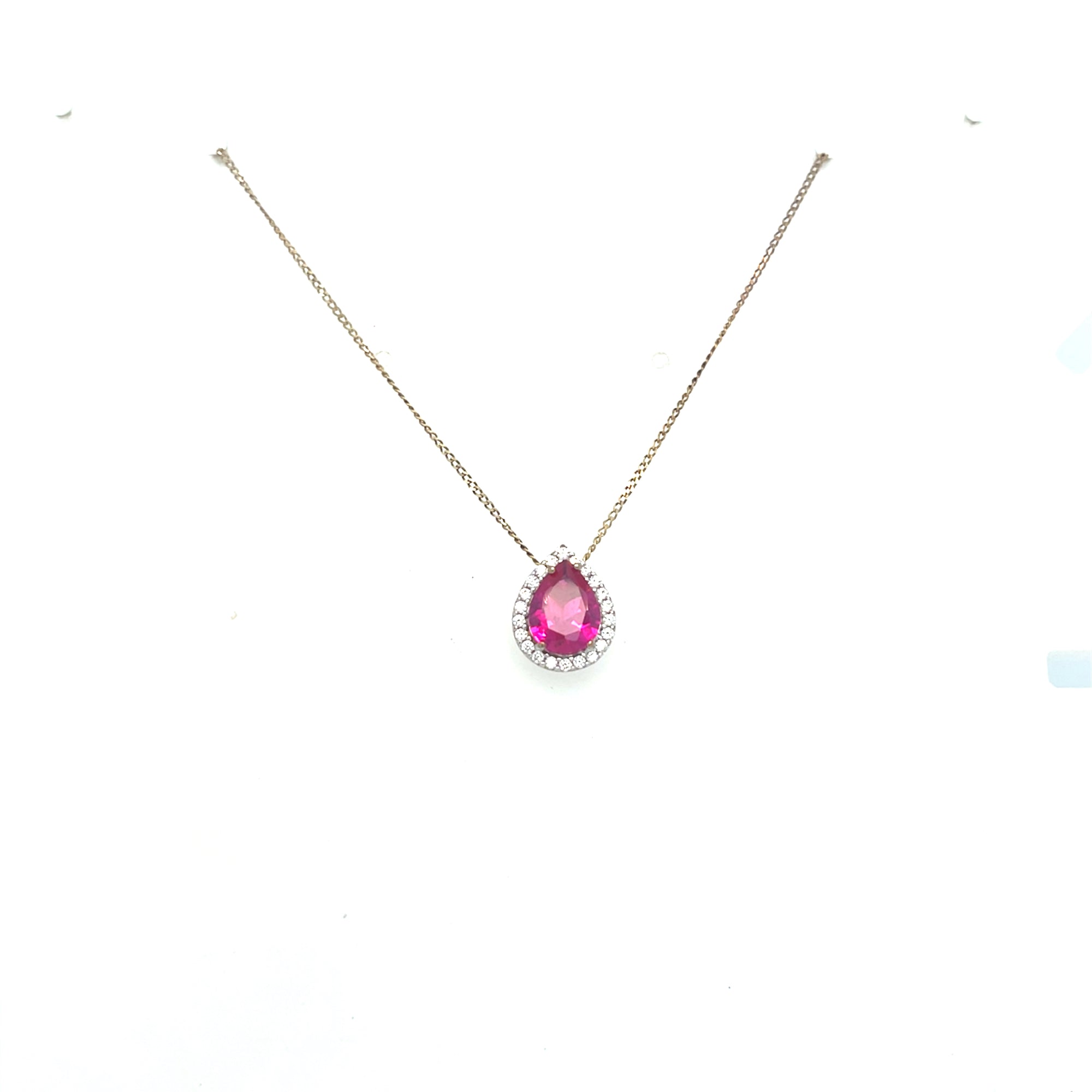 9kt Gold Pear Shaped Ruby Pendant