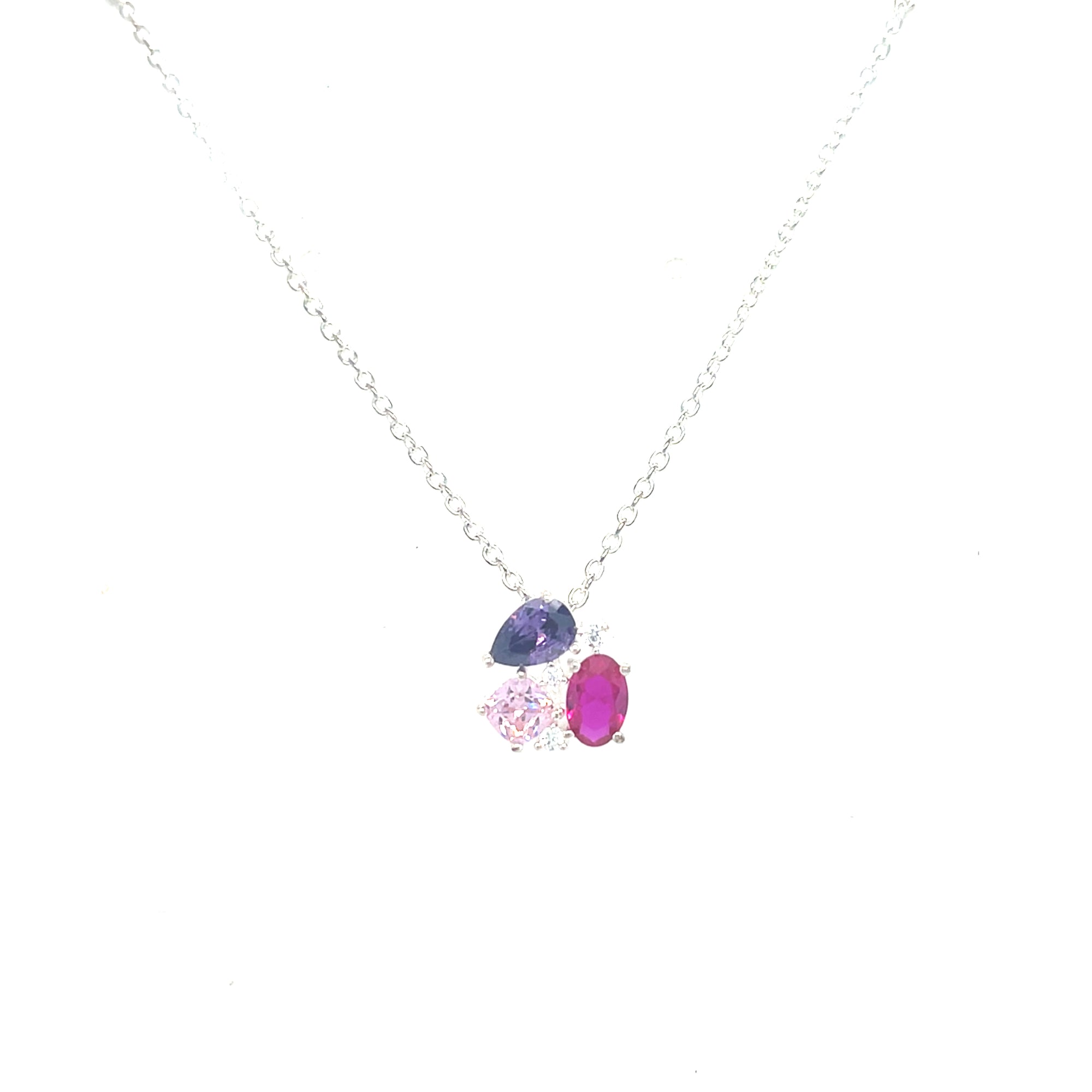 Sterling Silver Three Colour Necklace