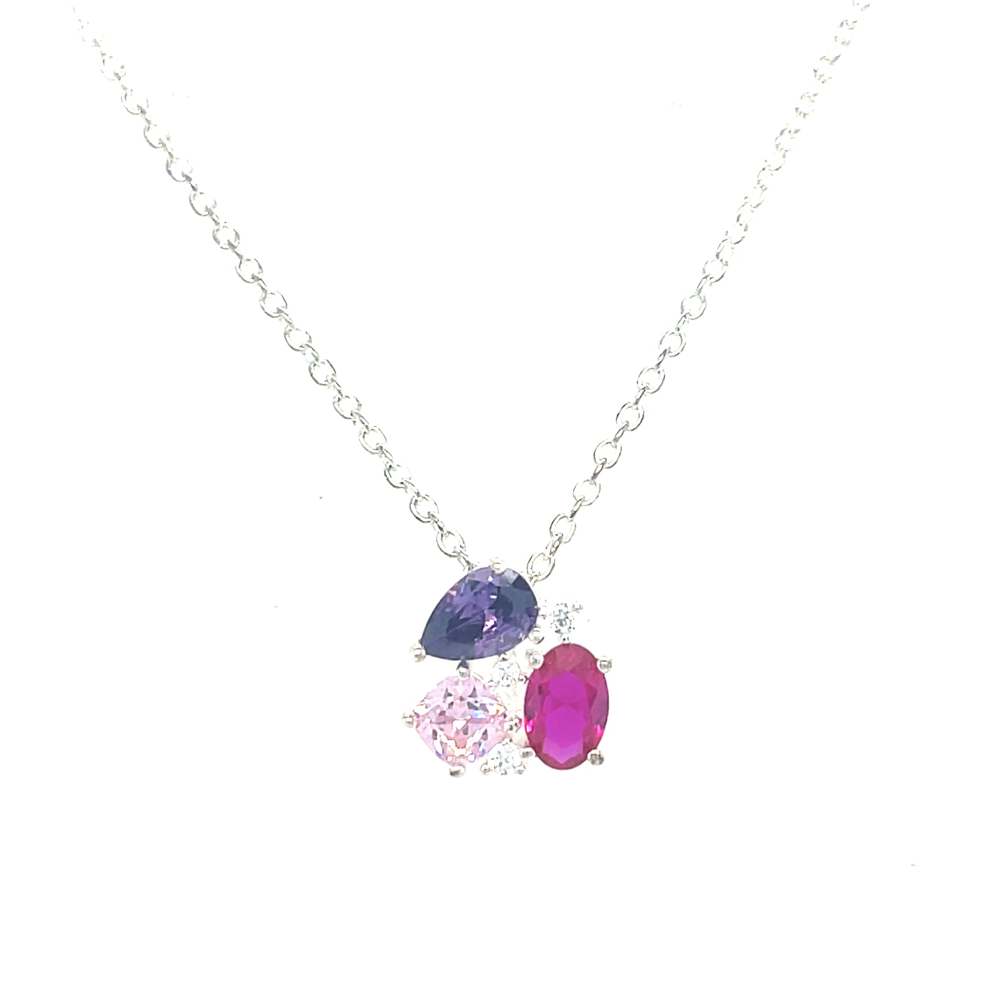 Sterling Silver Three Colour Necklace