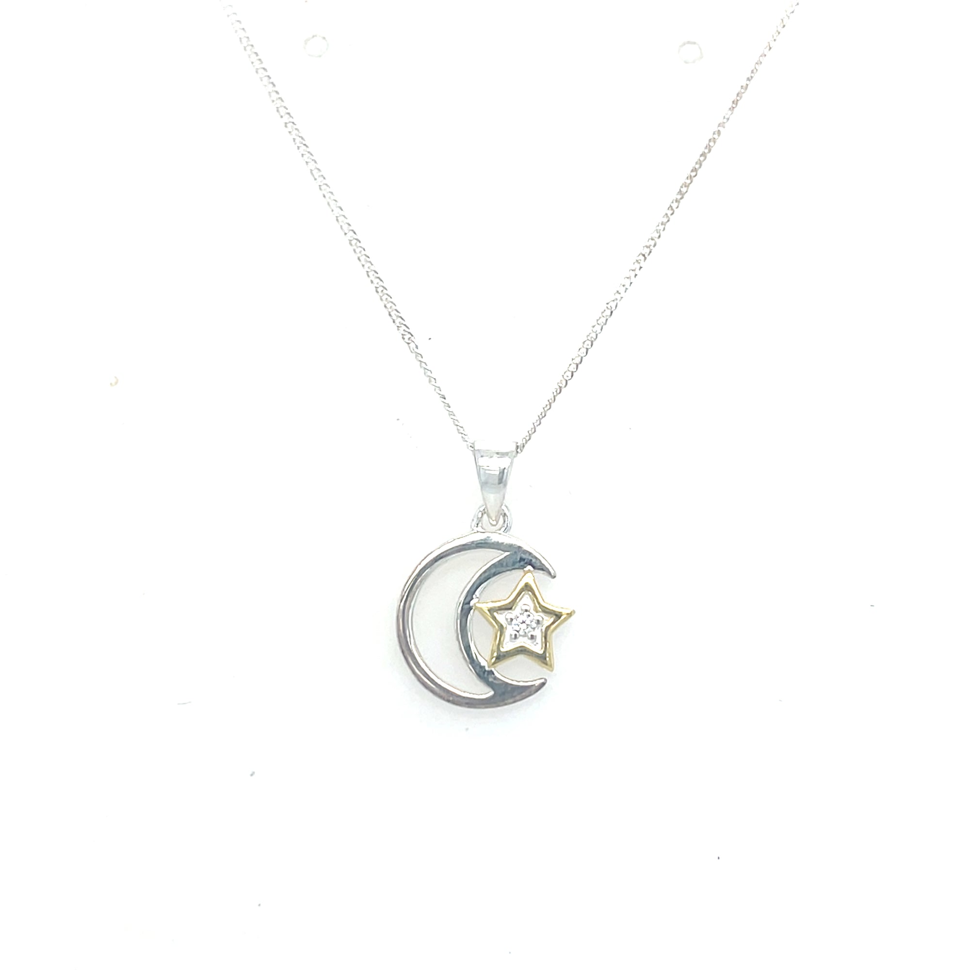 Sterling Silver Moon &amp; Star Pendant