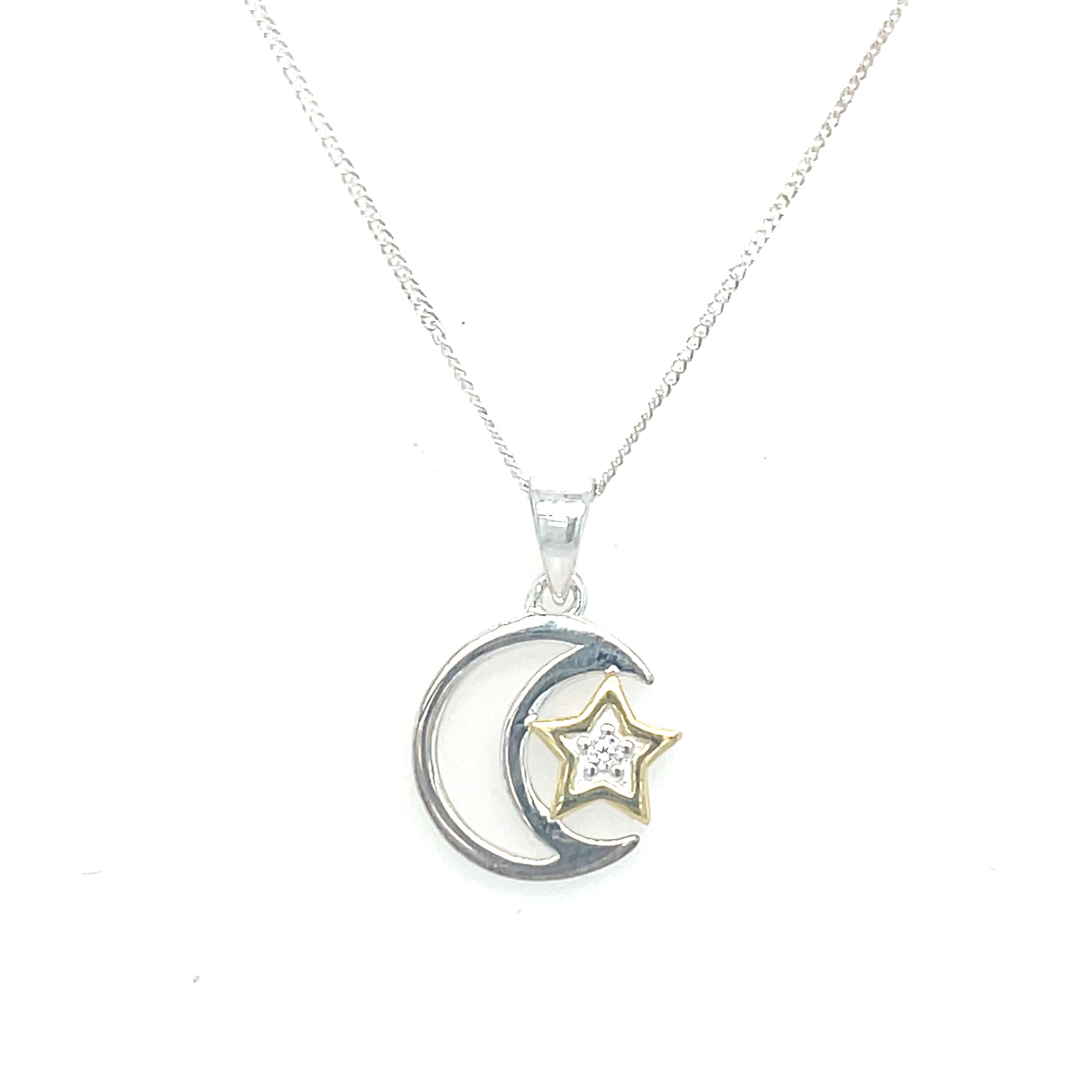 Sterling Silver Moon &amp; Star Pendant