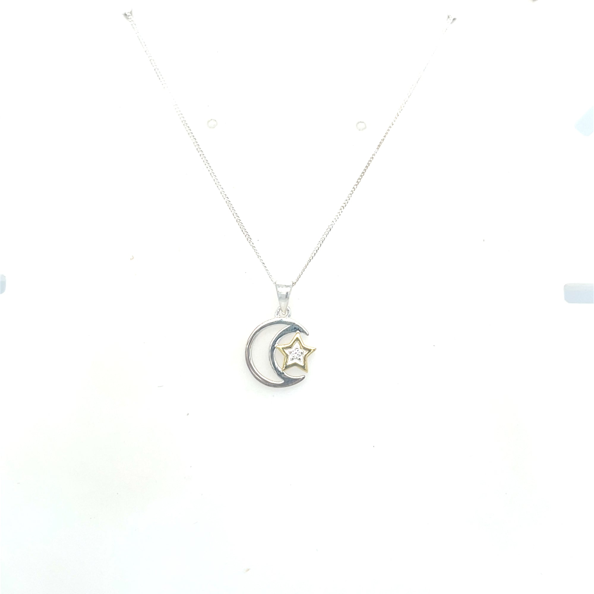 Sterling Silver Moon &amp; Star Pendant