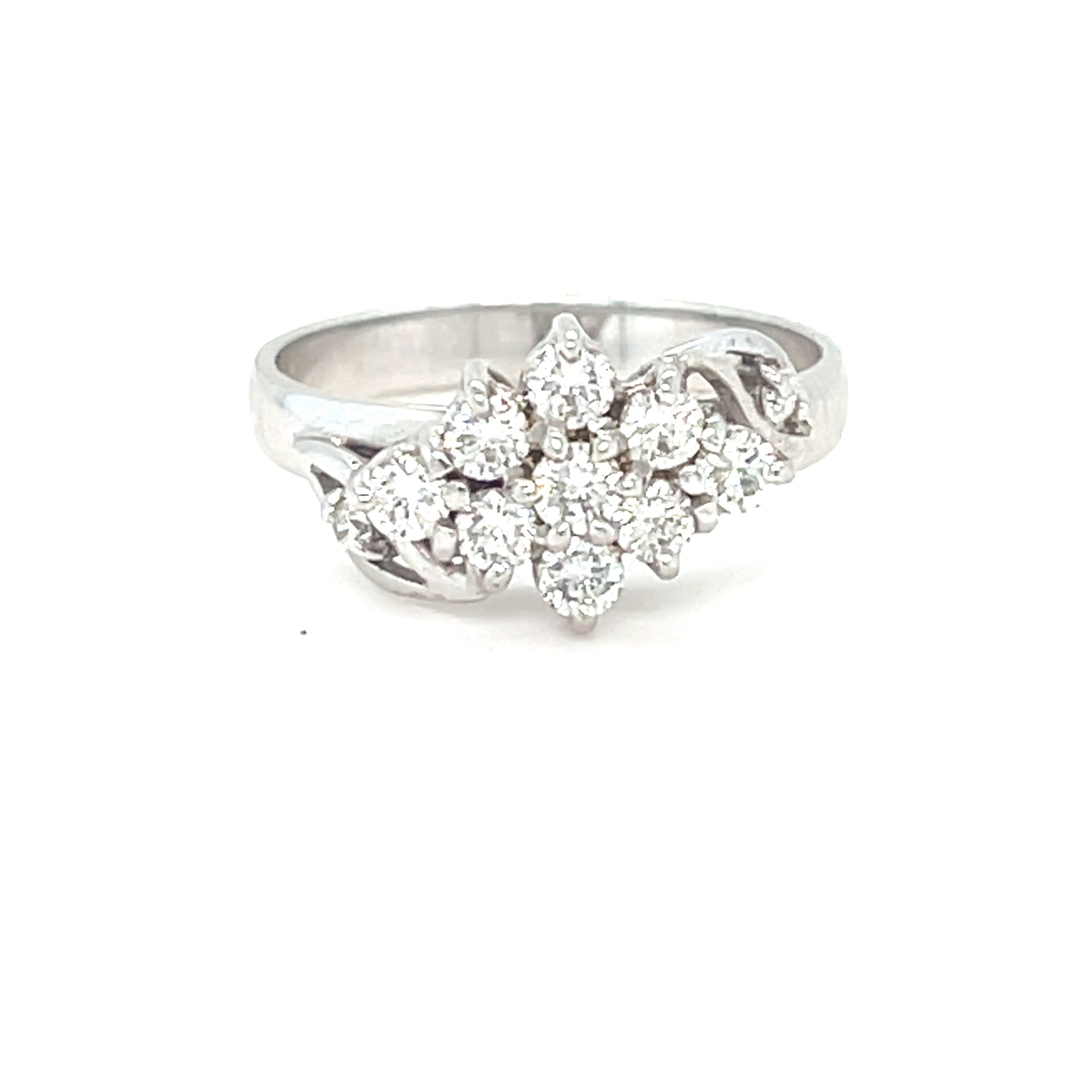 18kt White Gold Cluster Style Engagement Ring