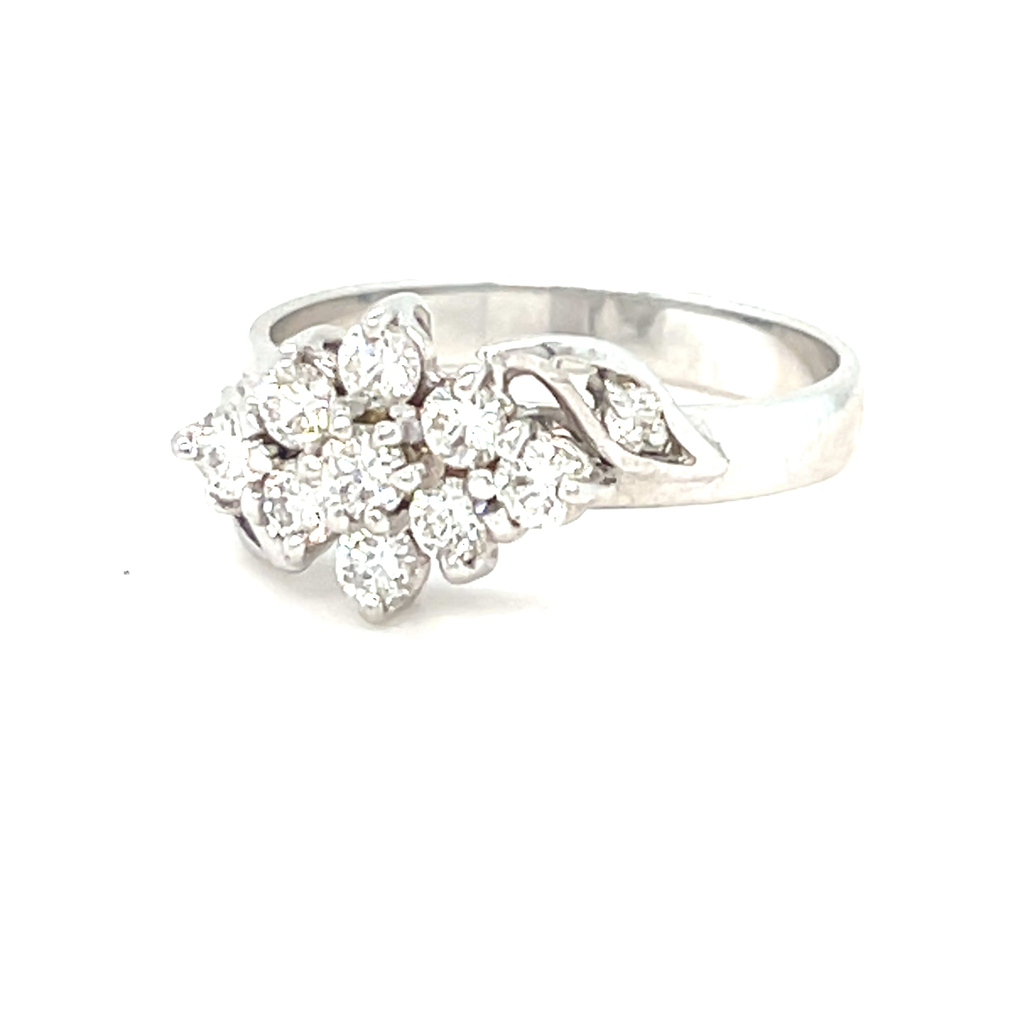 18kt White Gold Cluster Style Engagement Ring