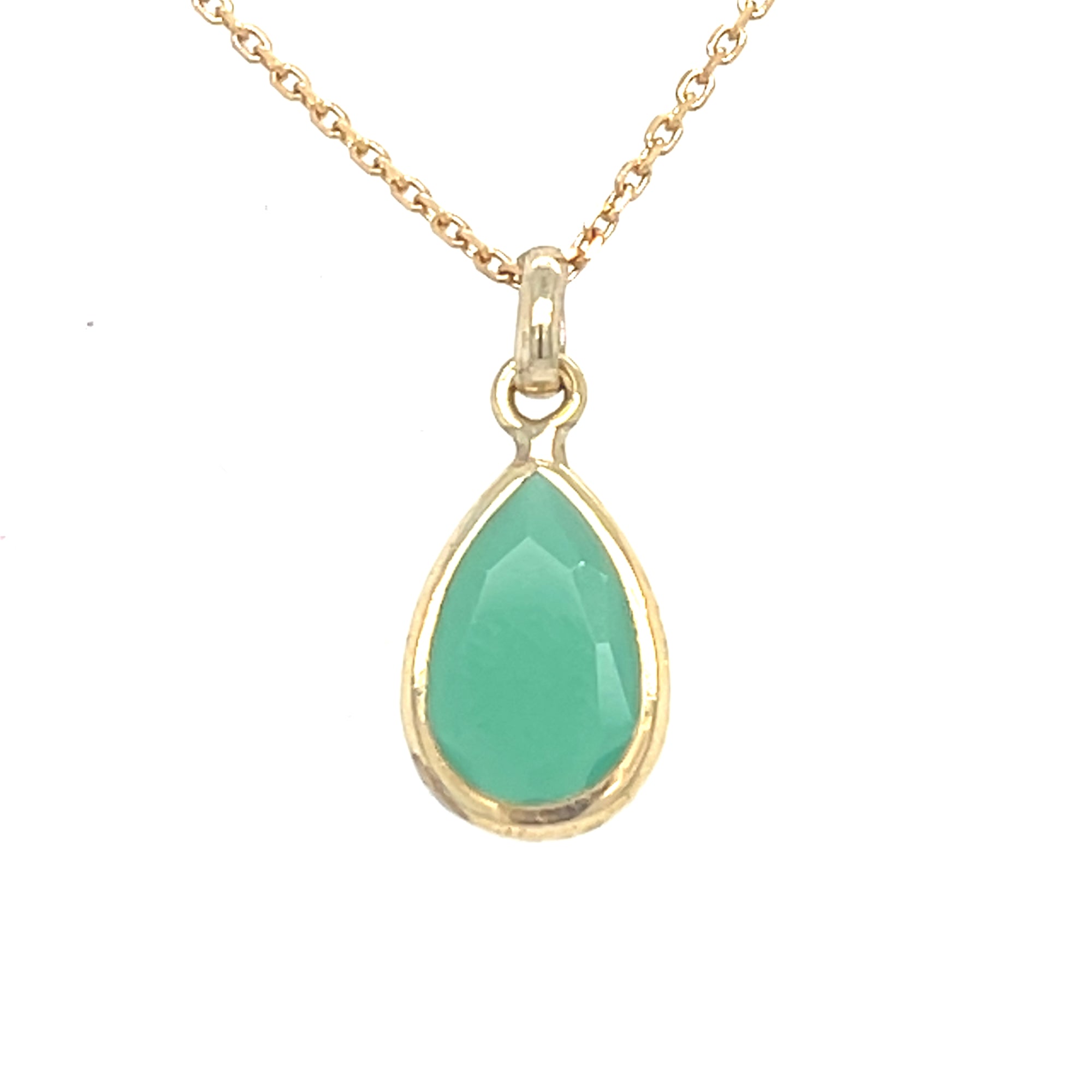 9kt Gold Pear Shaped Green Pendant