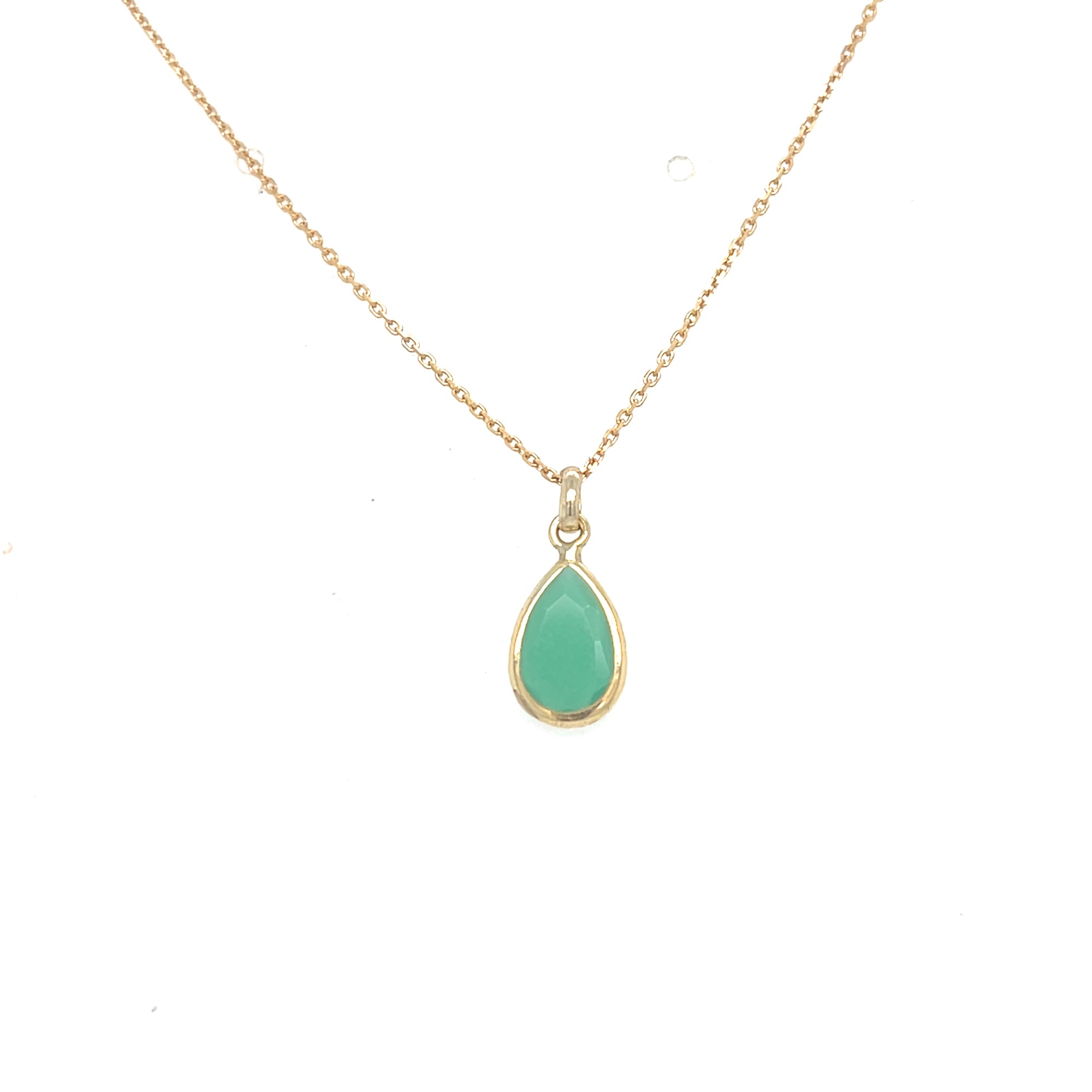 9kt Gold Pear Shaped Green Pendant