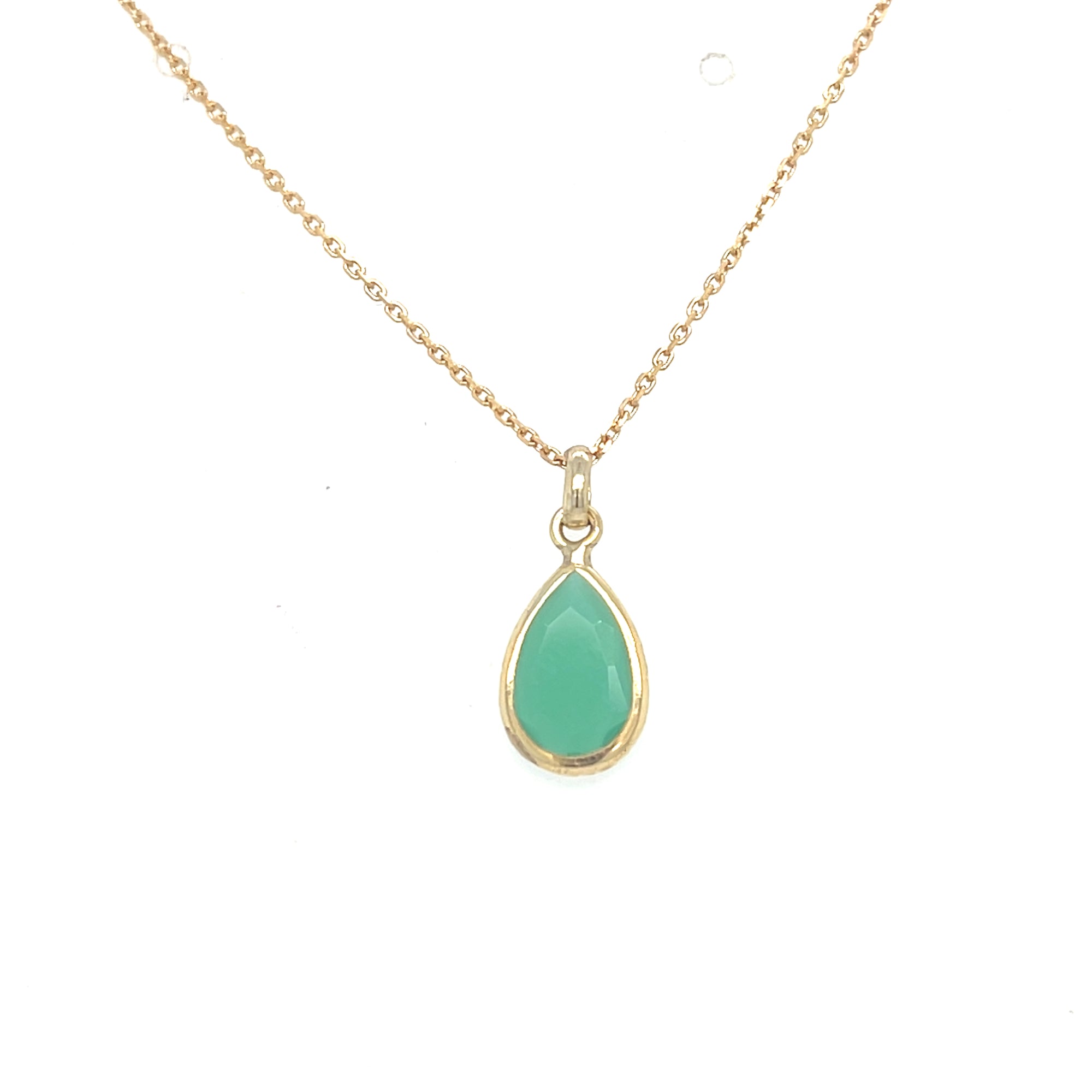 9kt Gold Pear Shaped Green Pendant