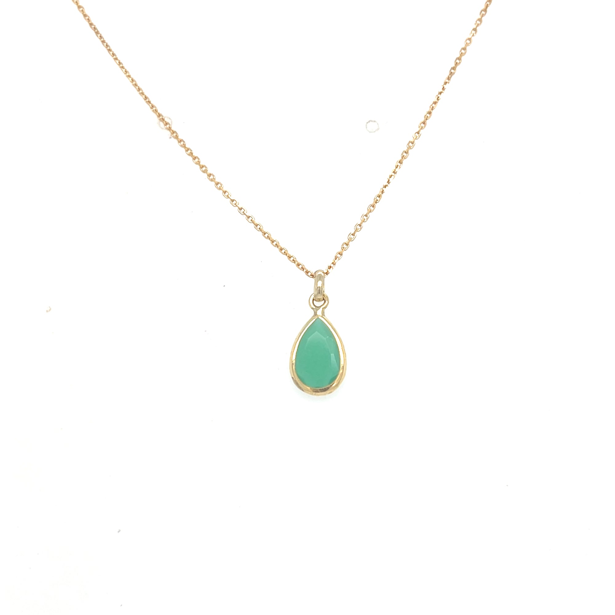 9kt Gold Pear Shaped Green Pendant