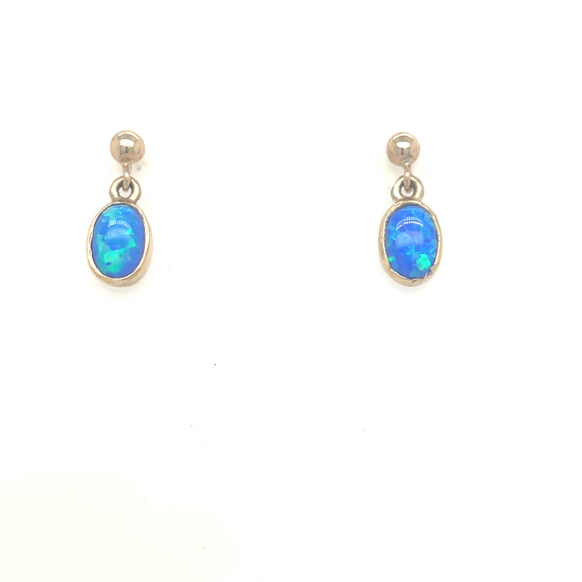 9kt Gold Blue Opal Drop Earring