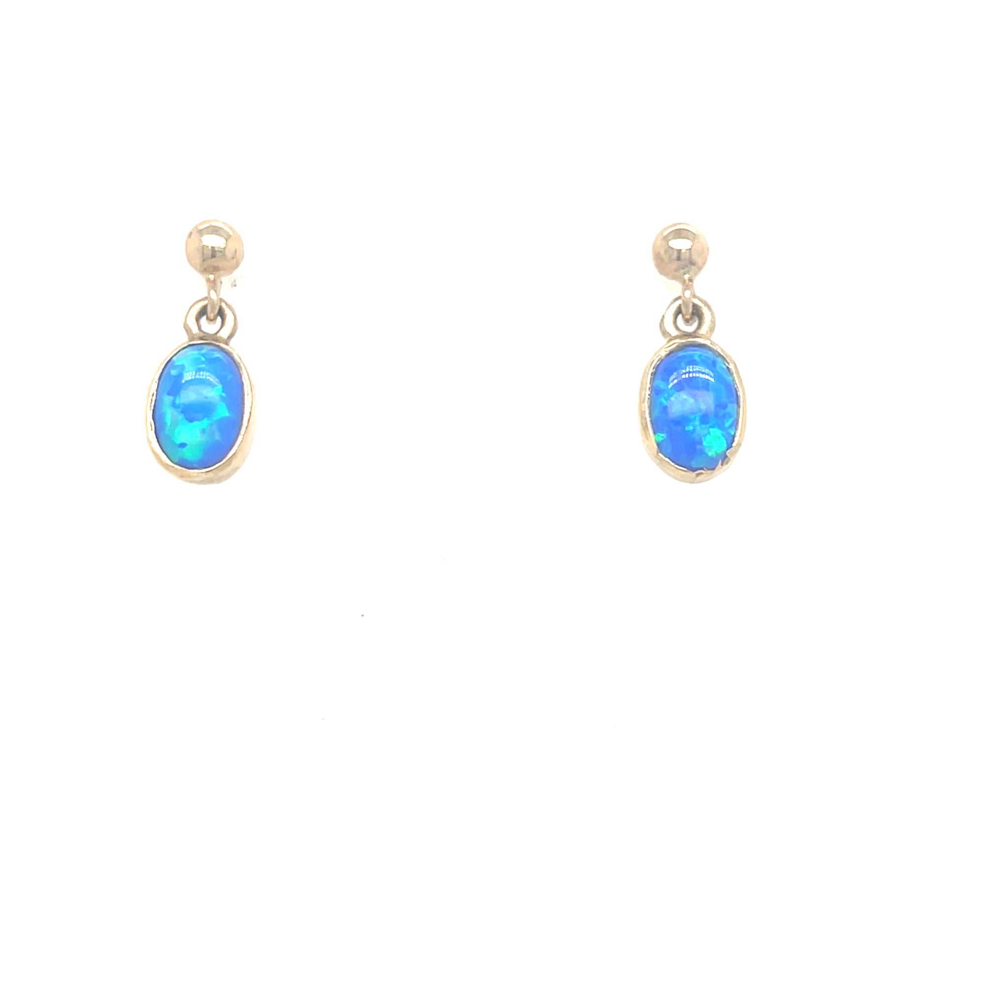 9kt Gold Blue Opal Drop Earring