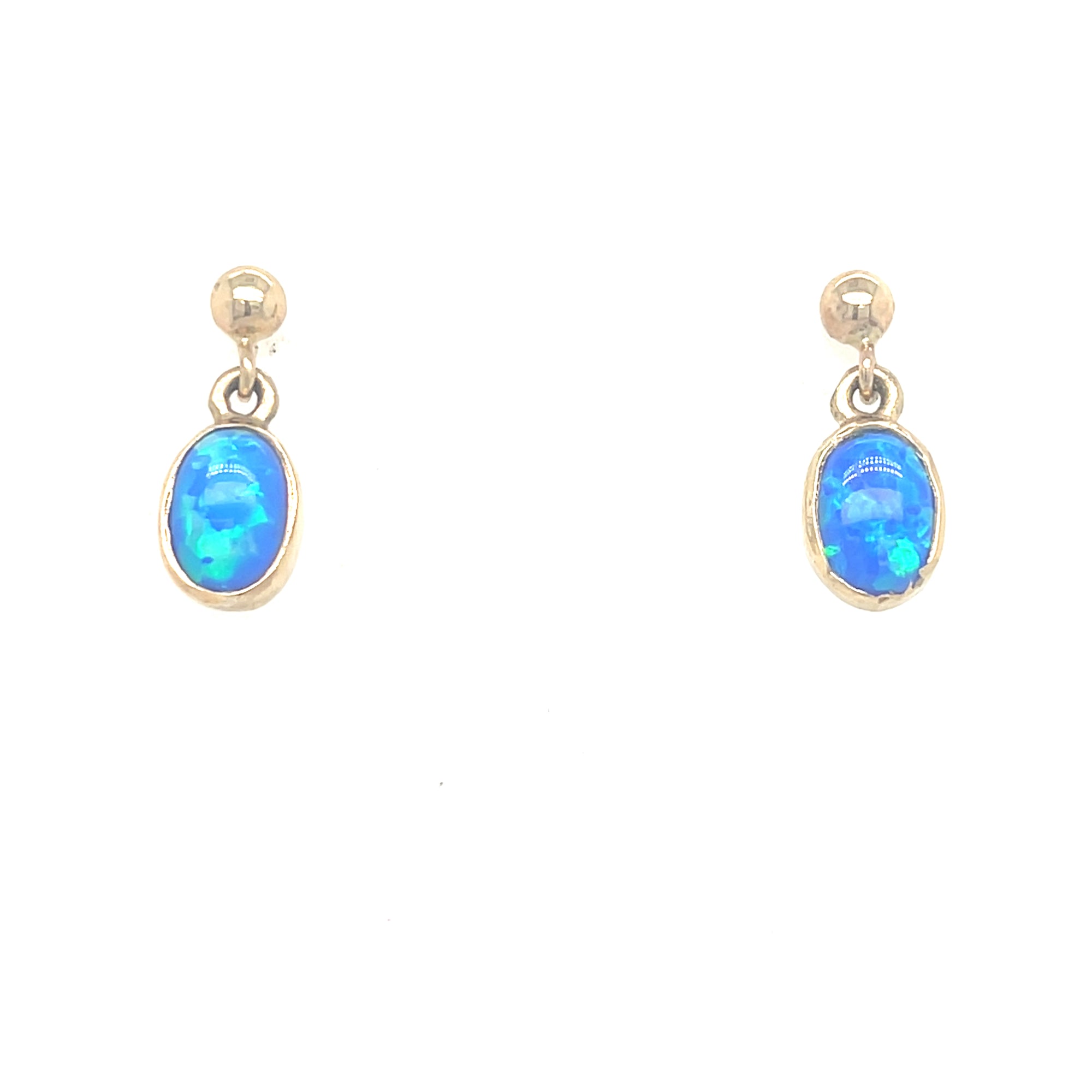 9kt Gold Blue Opal Drop Earring