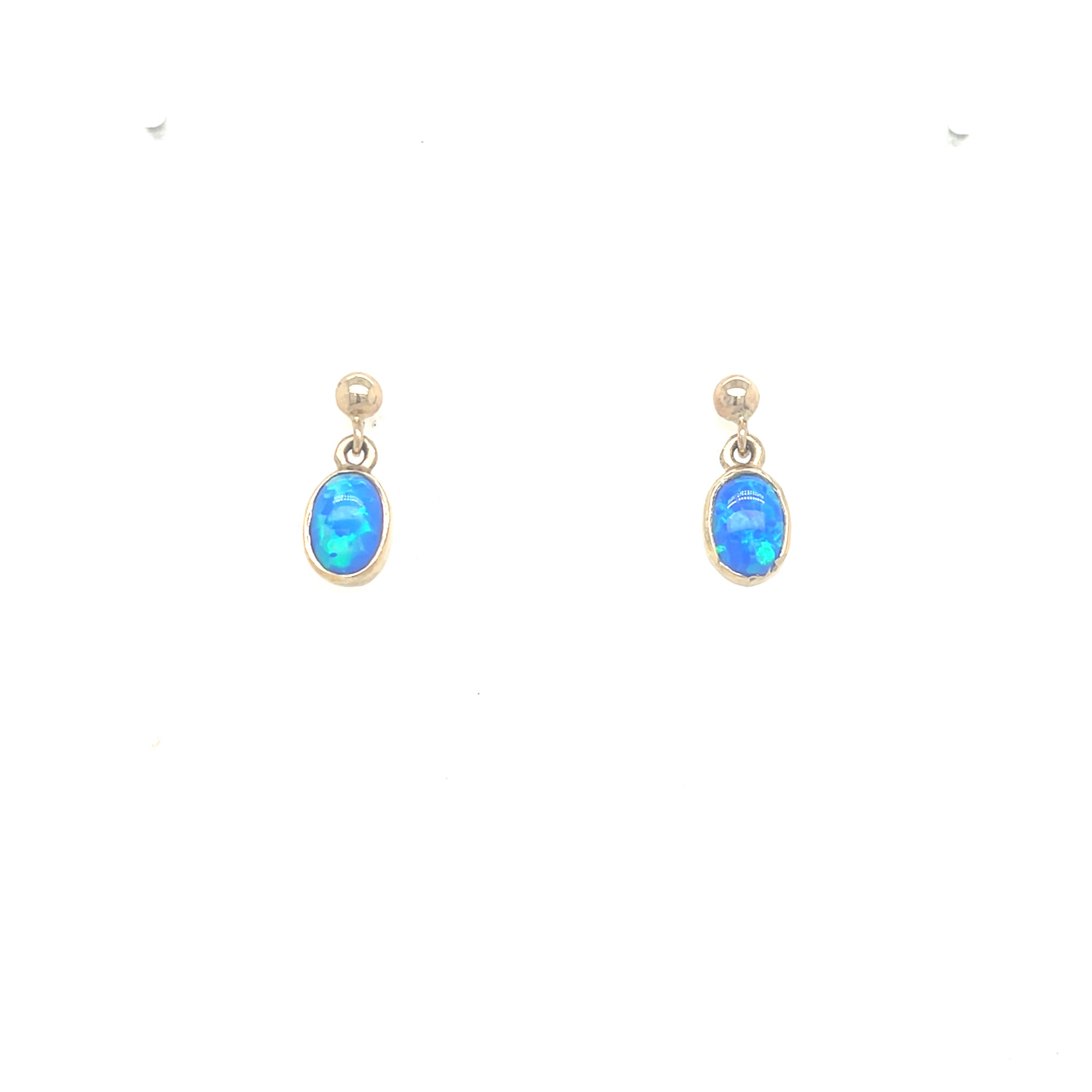 9kt Gold Blue Opal Drop Earring