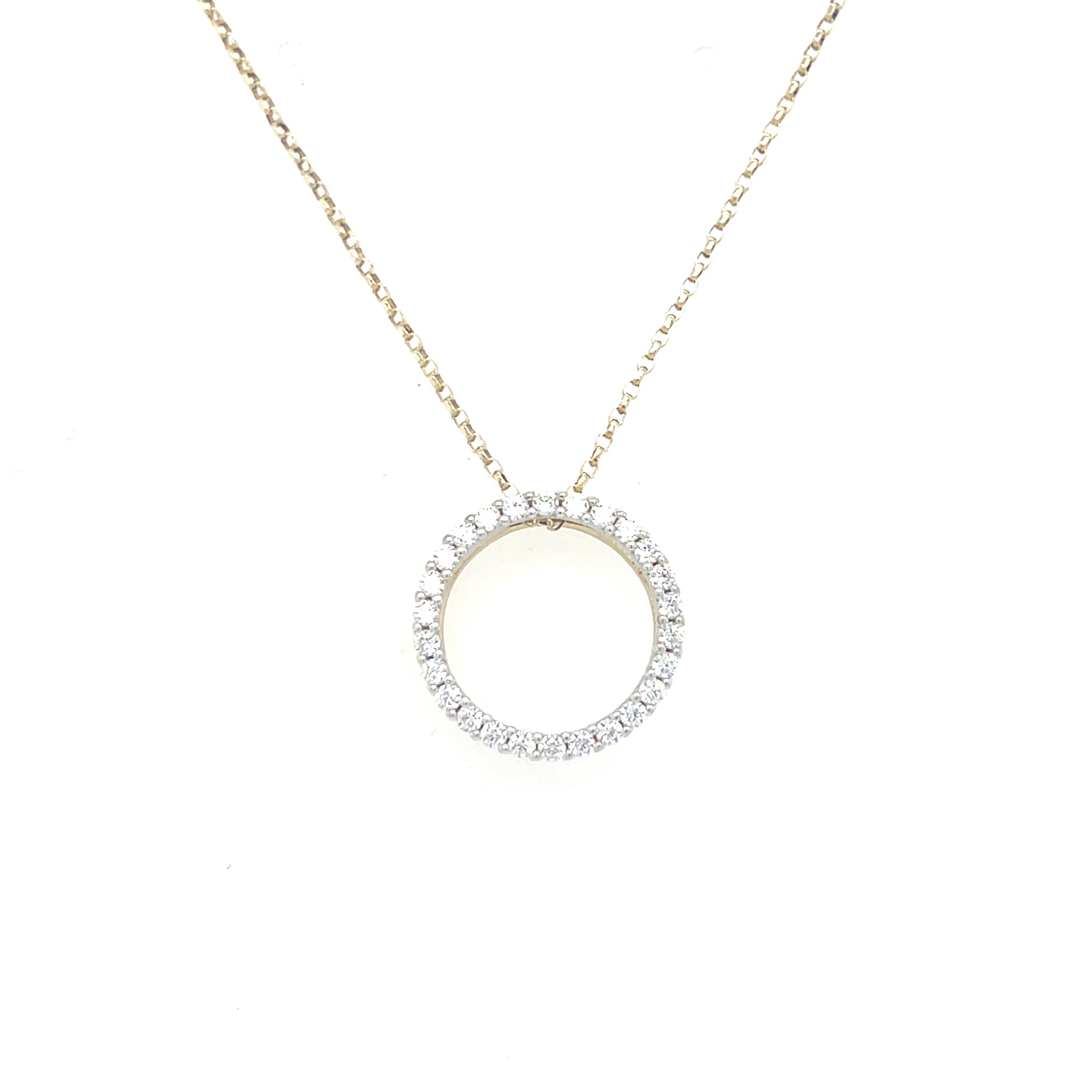 9kt Gold Stoneset Circle Pendant