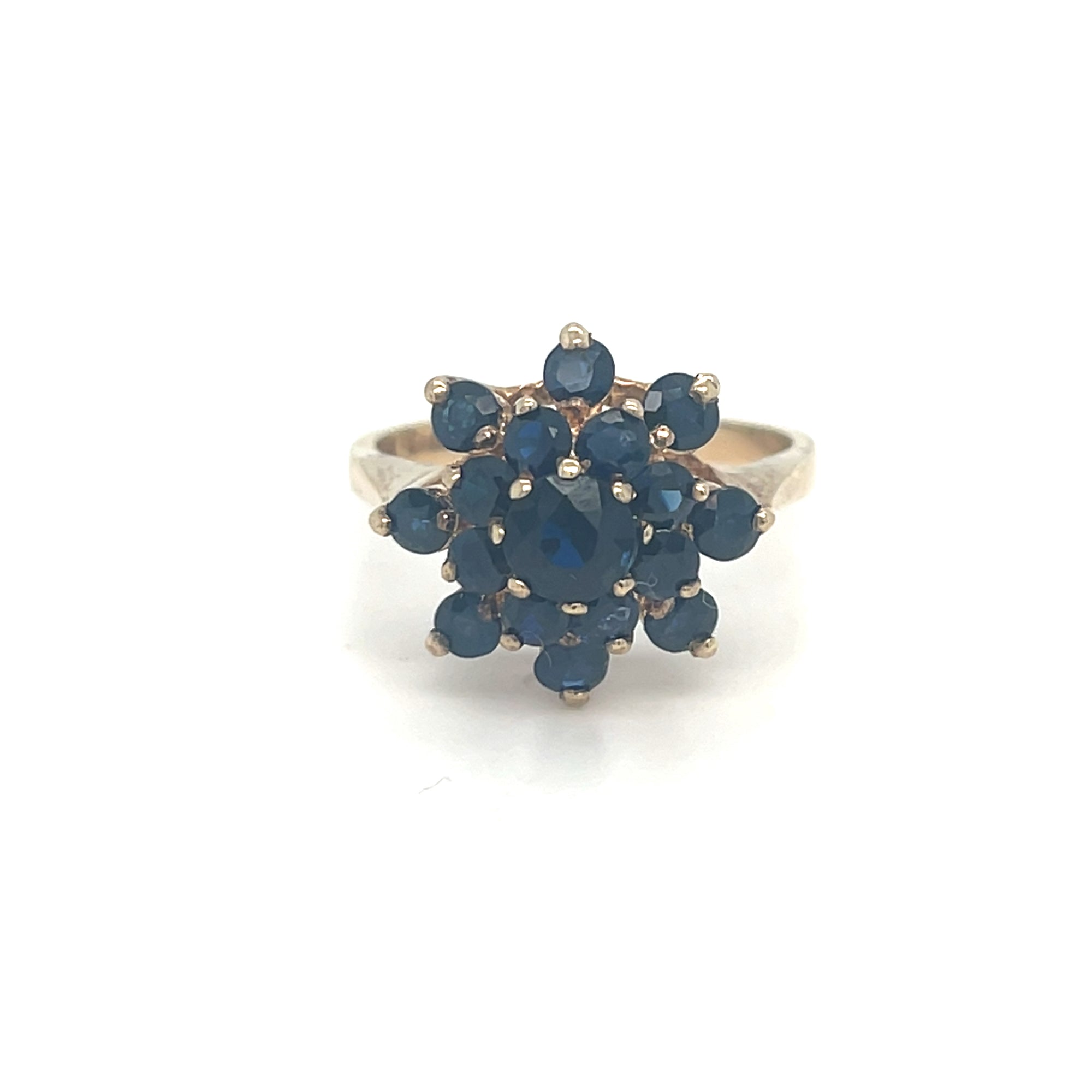 9kt Gold Sapphire Cluster Ring