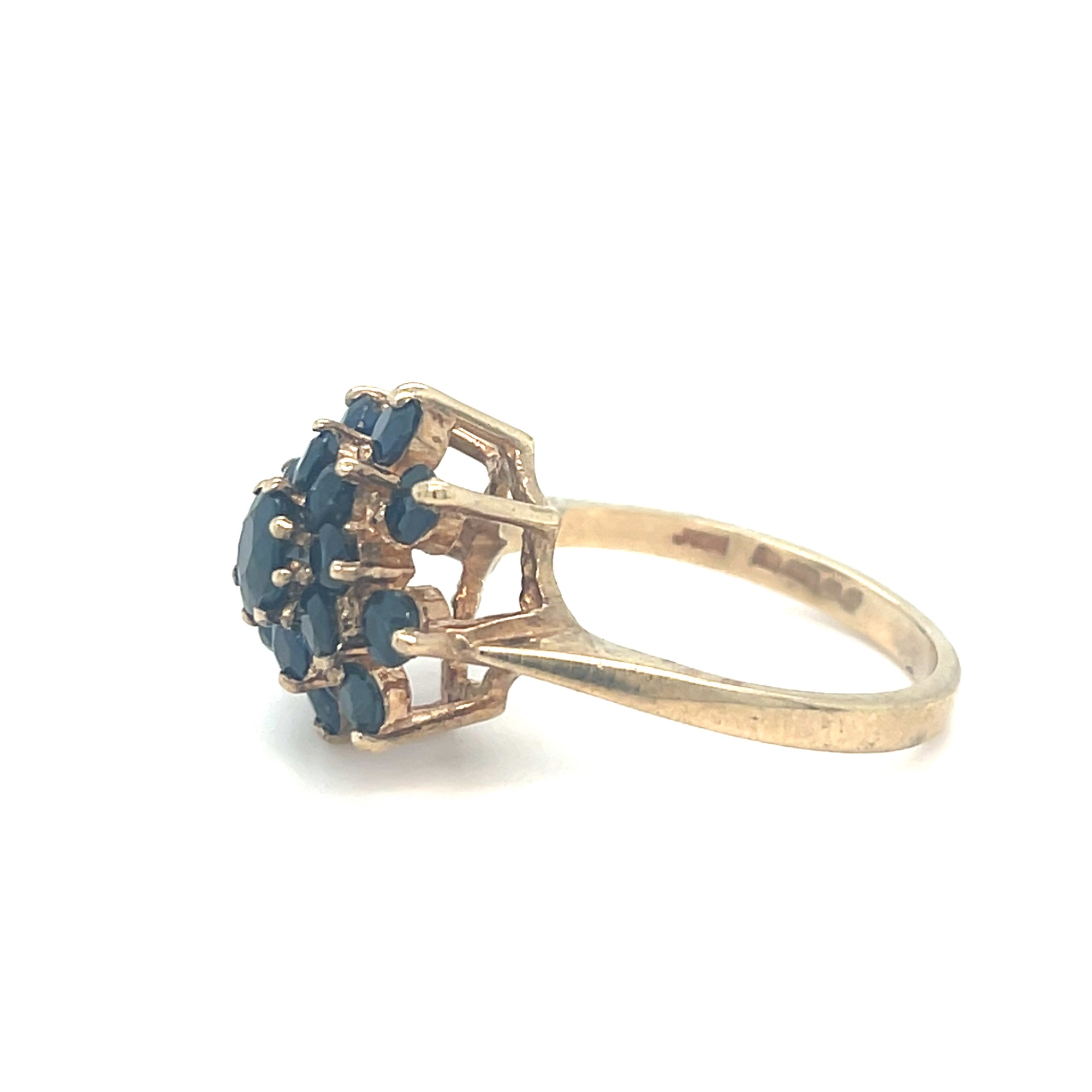 9kt Gold Sapphire Cluster Ring