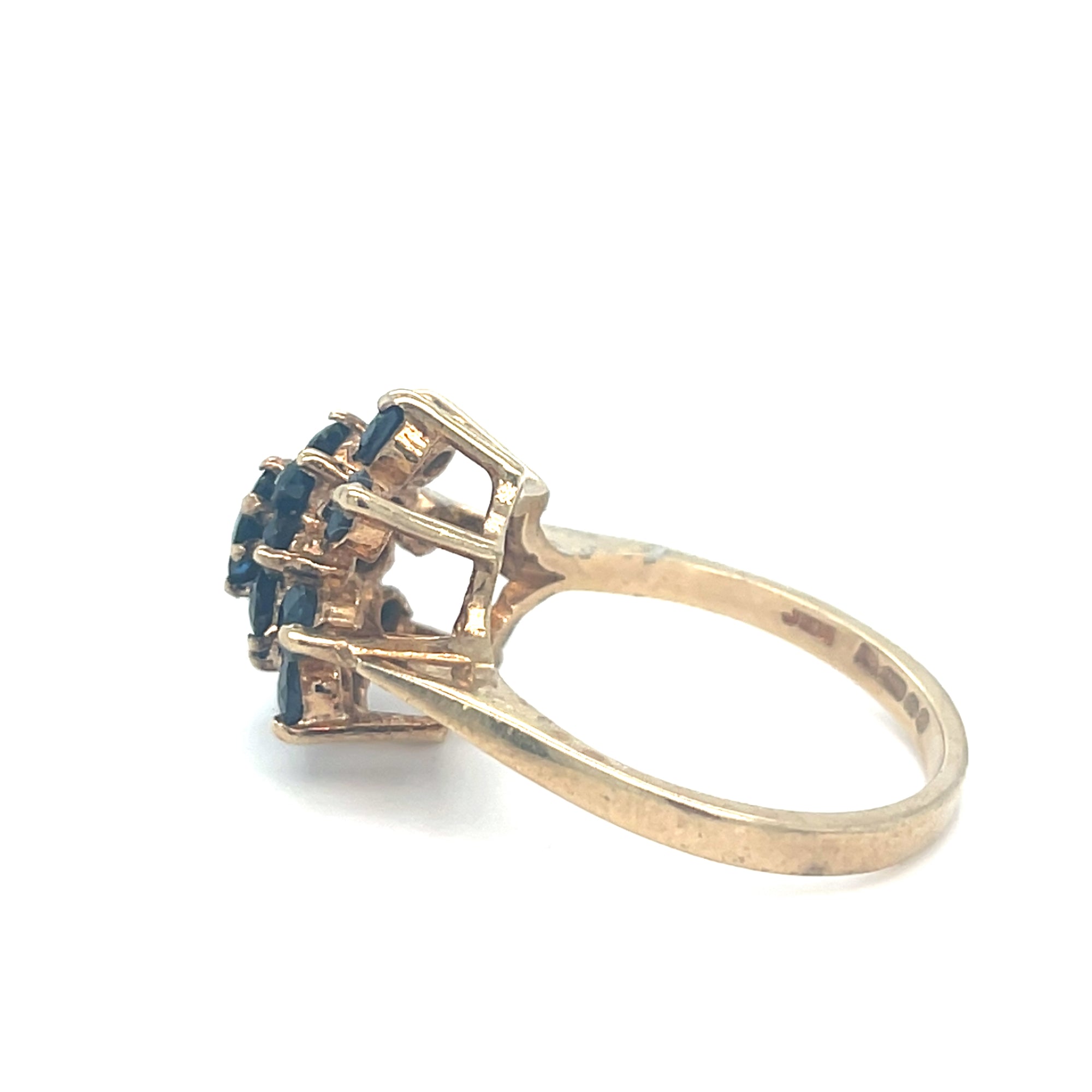 9kt Gold Sapphire Cluster Ring