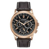 Citizen Eco Drive Calendrier World Time Black &amp; Rose Gold Chronograph Dial Leather Strap Watch