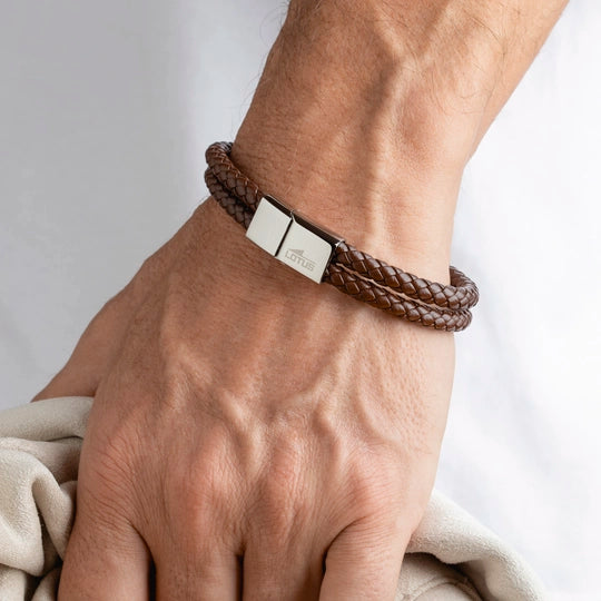 Lotus Style Men&#39;s Leather Bracelet