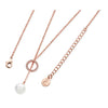 Tipperary Rose Gold Cz Circle Pearl Feeder Necklace