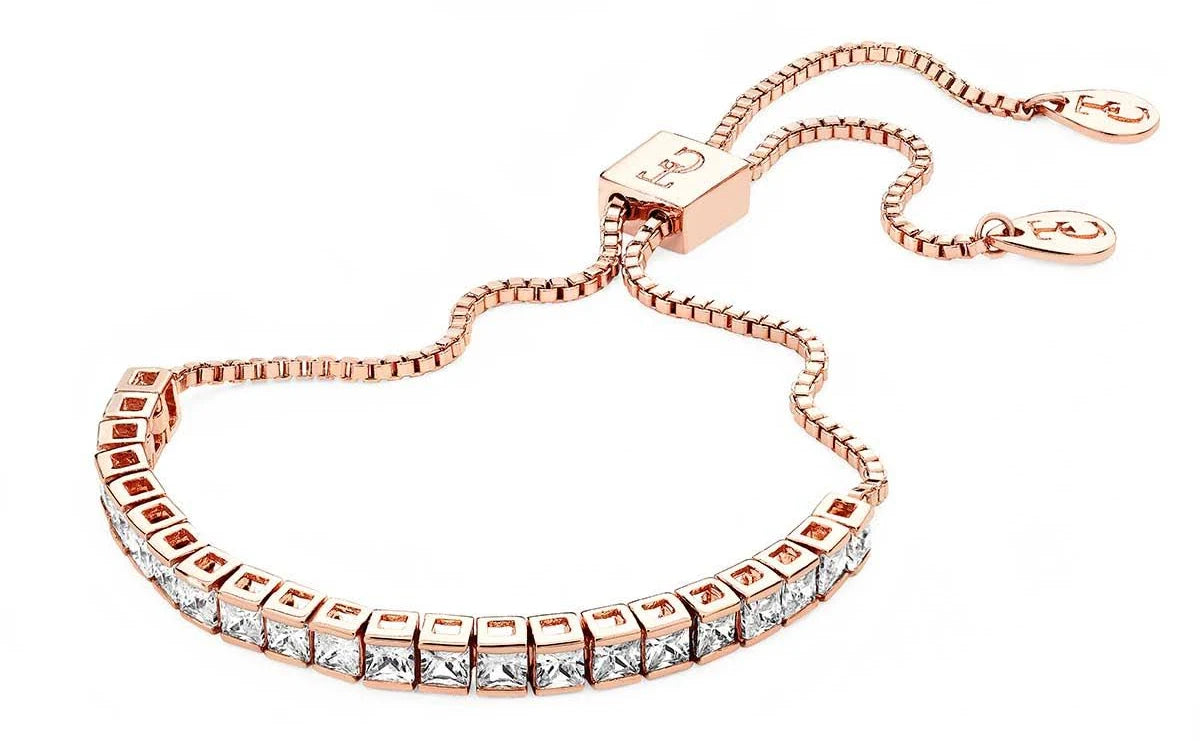 Square Tennis Bracelet Rose Gold Colour