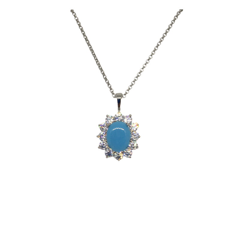 Silver Chain with Blue Stone - Cahalan Jewellers