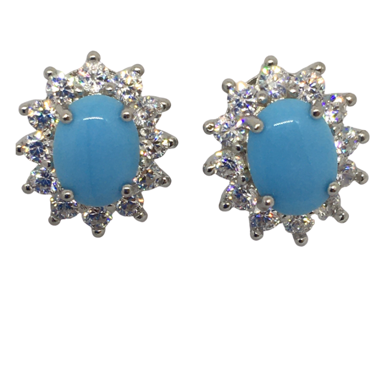 Silver Earrings with Turquoise December Stone - Cahalan Jewellers