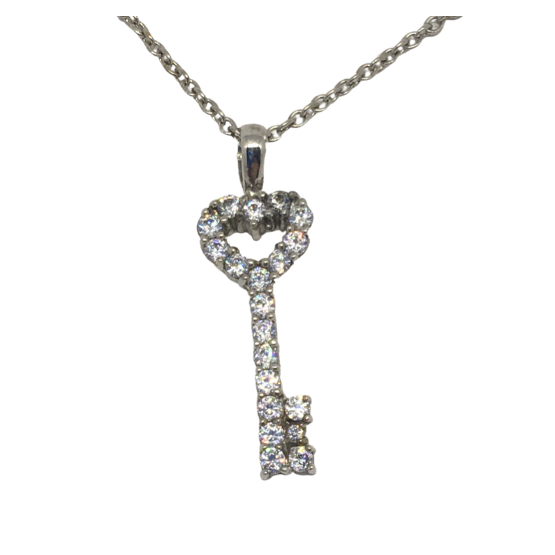 Sterling Silver Stone Set Key Pendant - Cahalan Jewellers