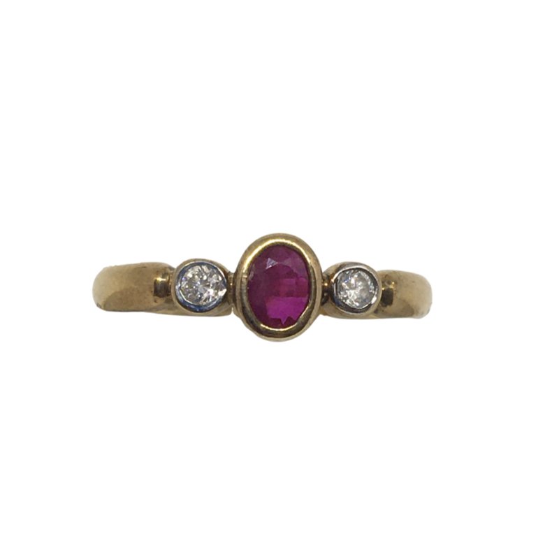 Gold Ruby &amp; Diamond 9ct Ring