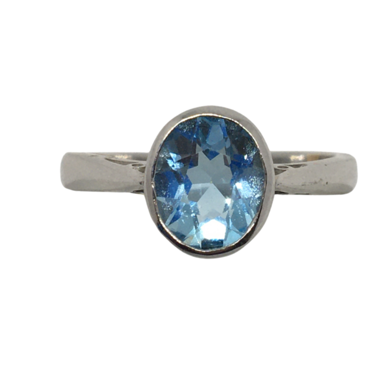 White Gold Ring with Blue Topaz Stone