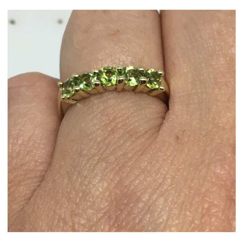 9ct Gold Ring with Peridot Coloured Stones