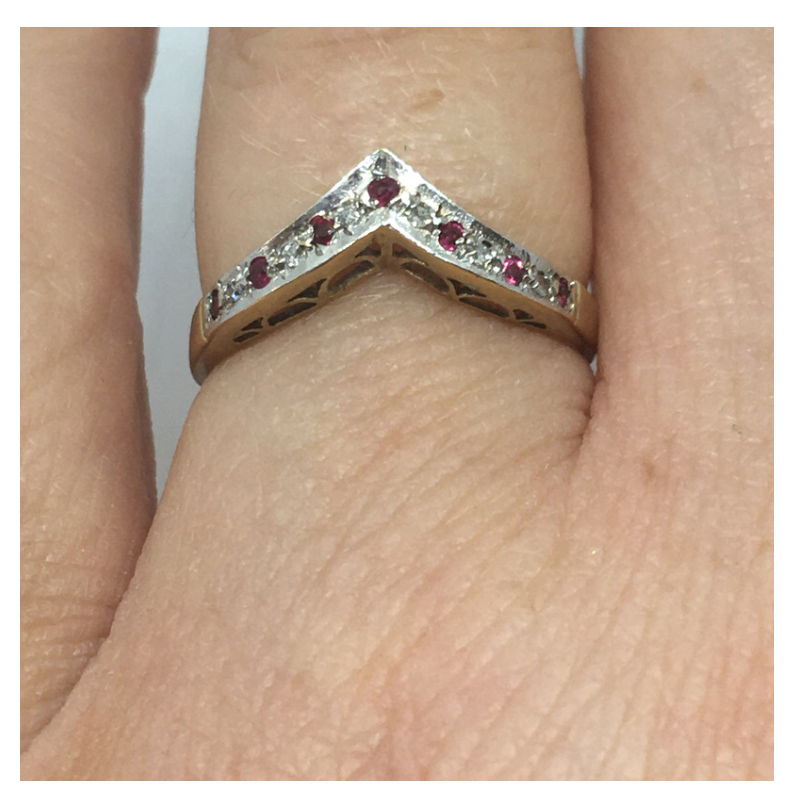 Ruby and sales diamond wishbone ring