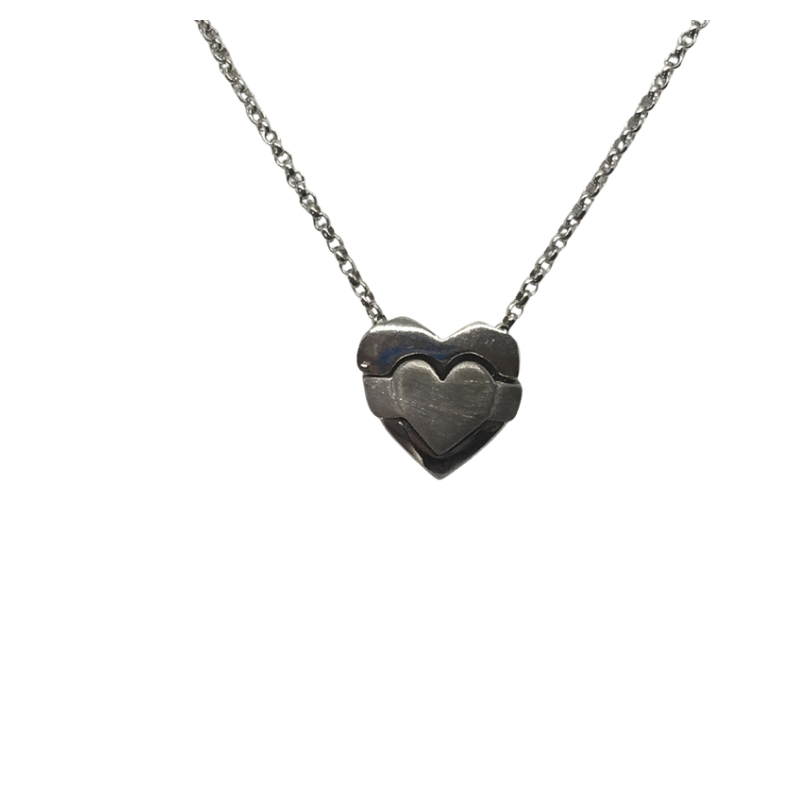 Sterling Silver Heart in a Heart Pendant