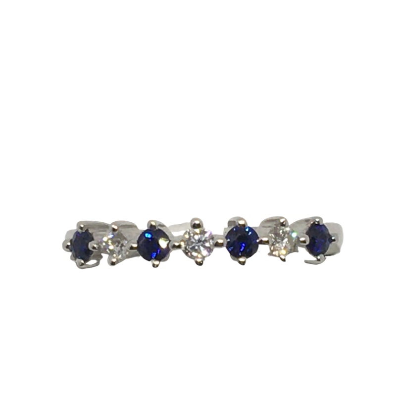 White Gold Diamond &amp; Sapphire Ring