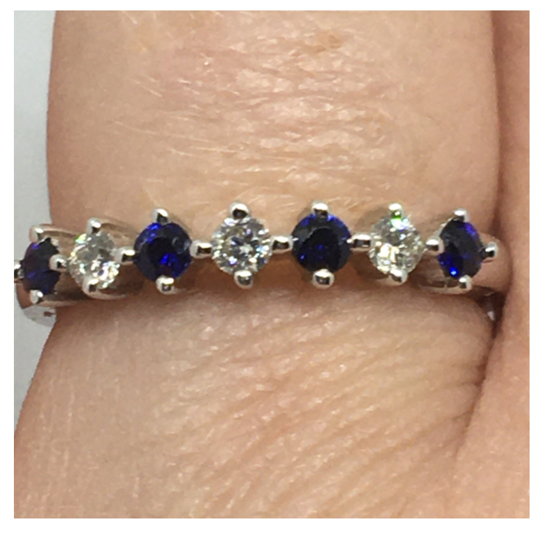 White Gold Diamond &amp; Sapphire Ring