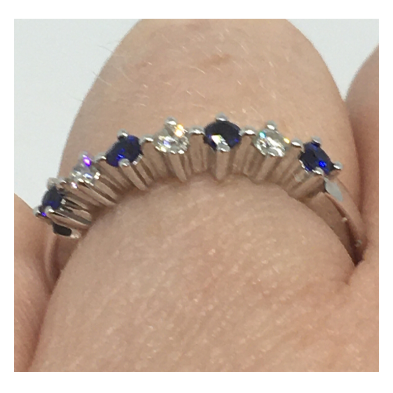 White Gold Diamond &amp; Sapphire Ring